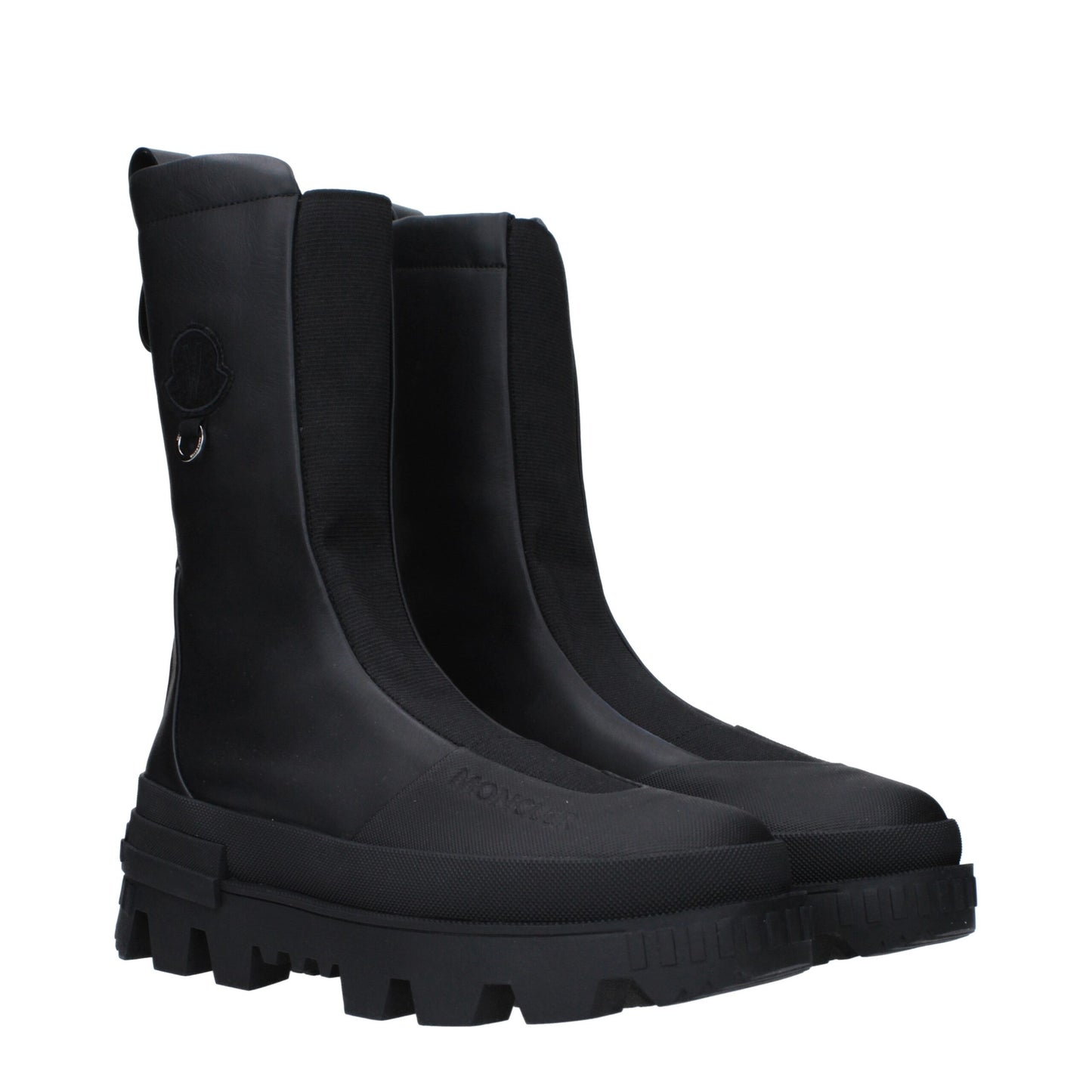 Moncler Schwarze Lederstiefeletten