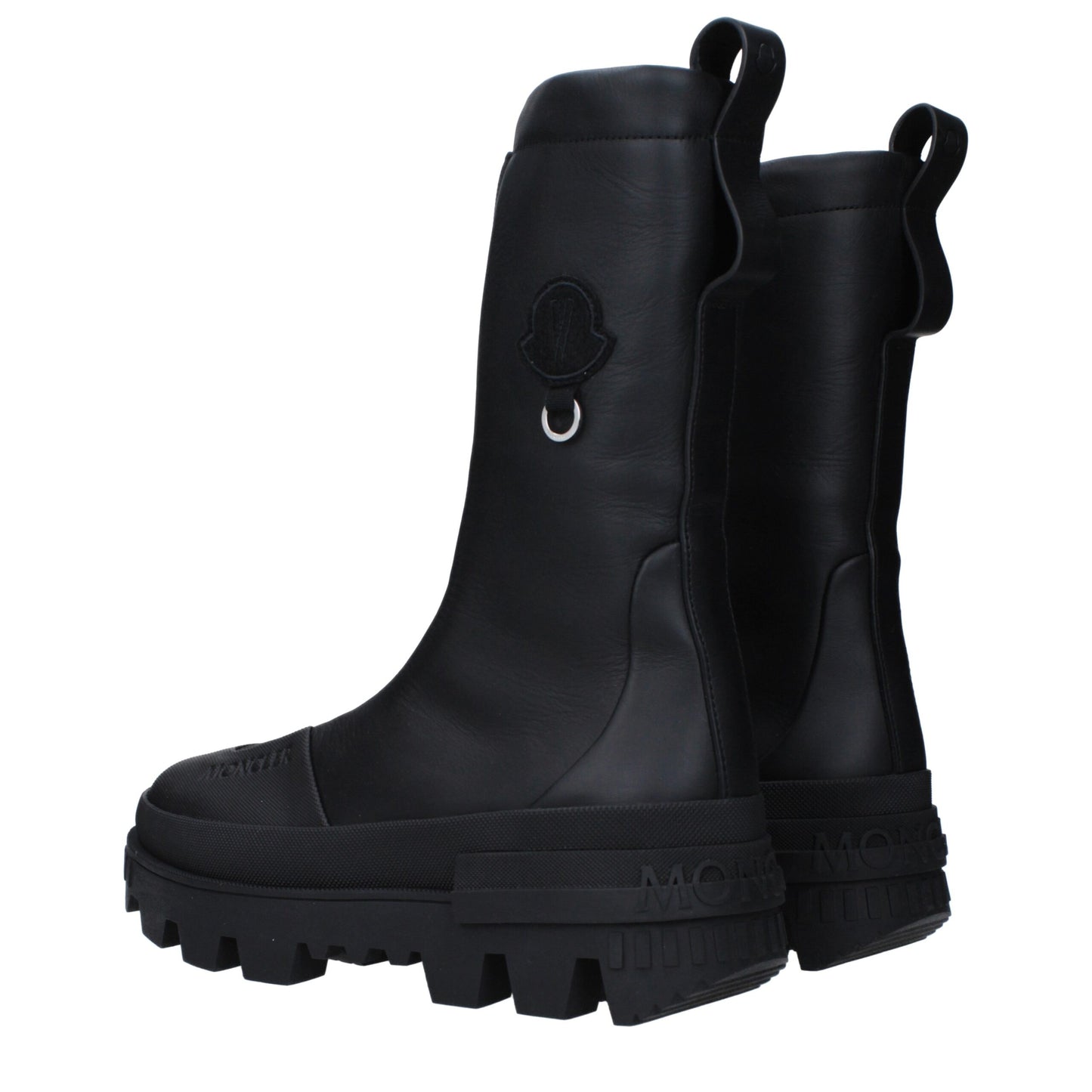Moncler Schwarze Lederstiefeletten
