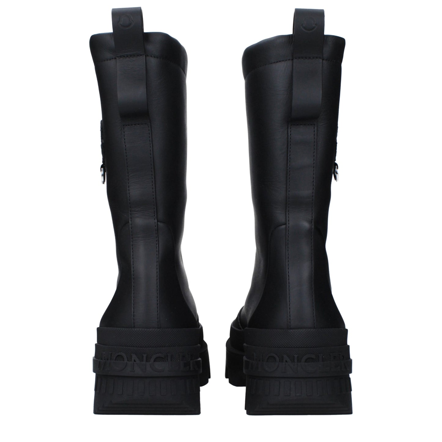 Moncler Schwarze Lederstiefeletten