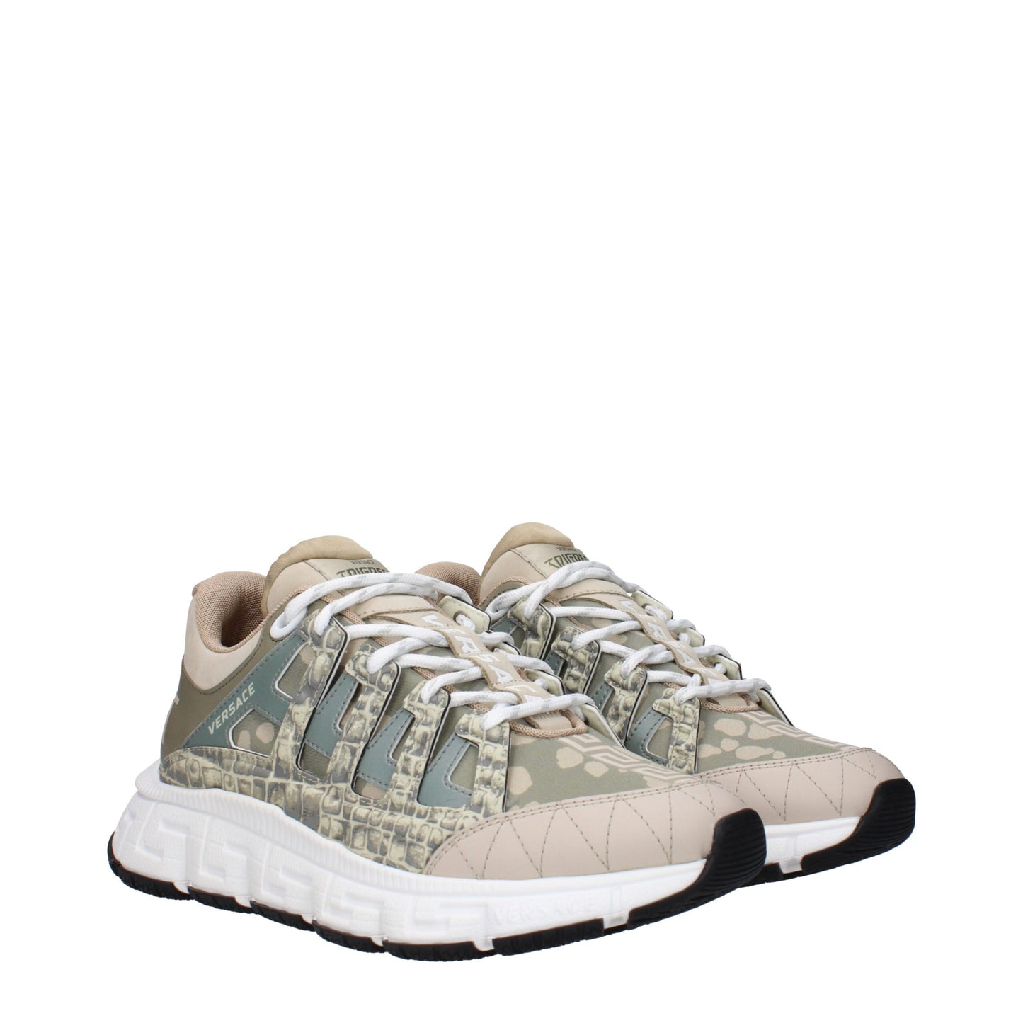 Versace Grüne Stoff-Low-Tops