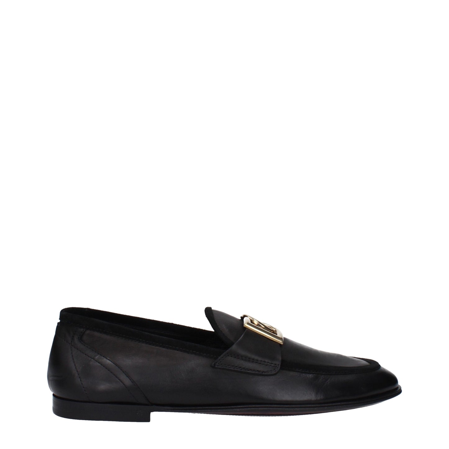 Dolce & Gabbana – Slipper aus schwarzem Leder