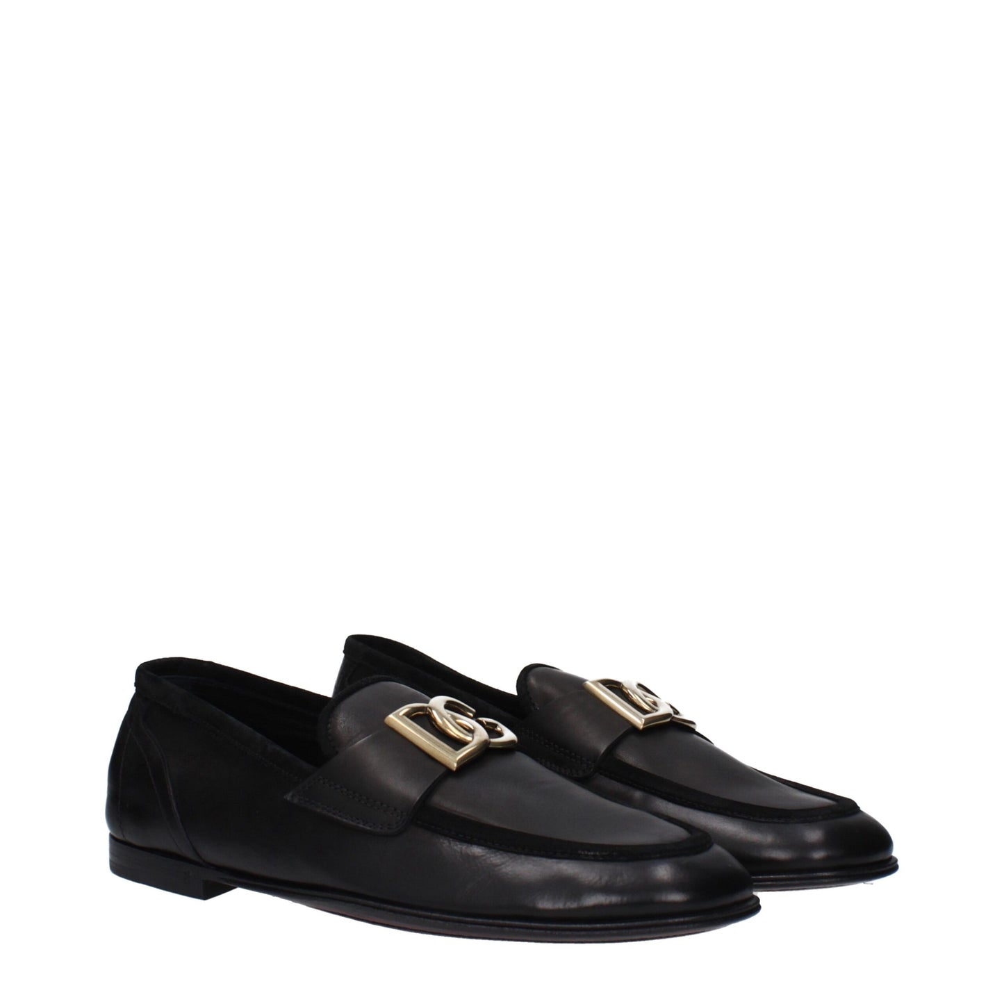 Dolce & Gabbana – Slipper aus schwarzem Leder