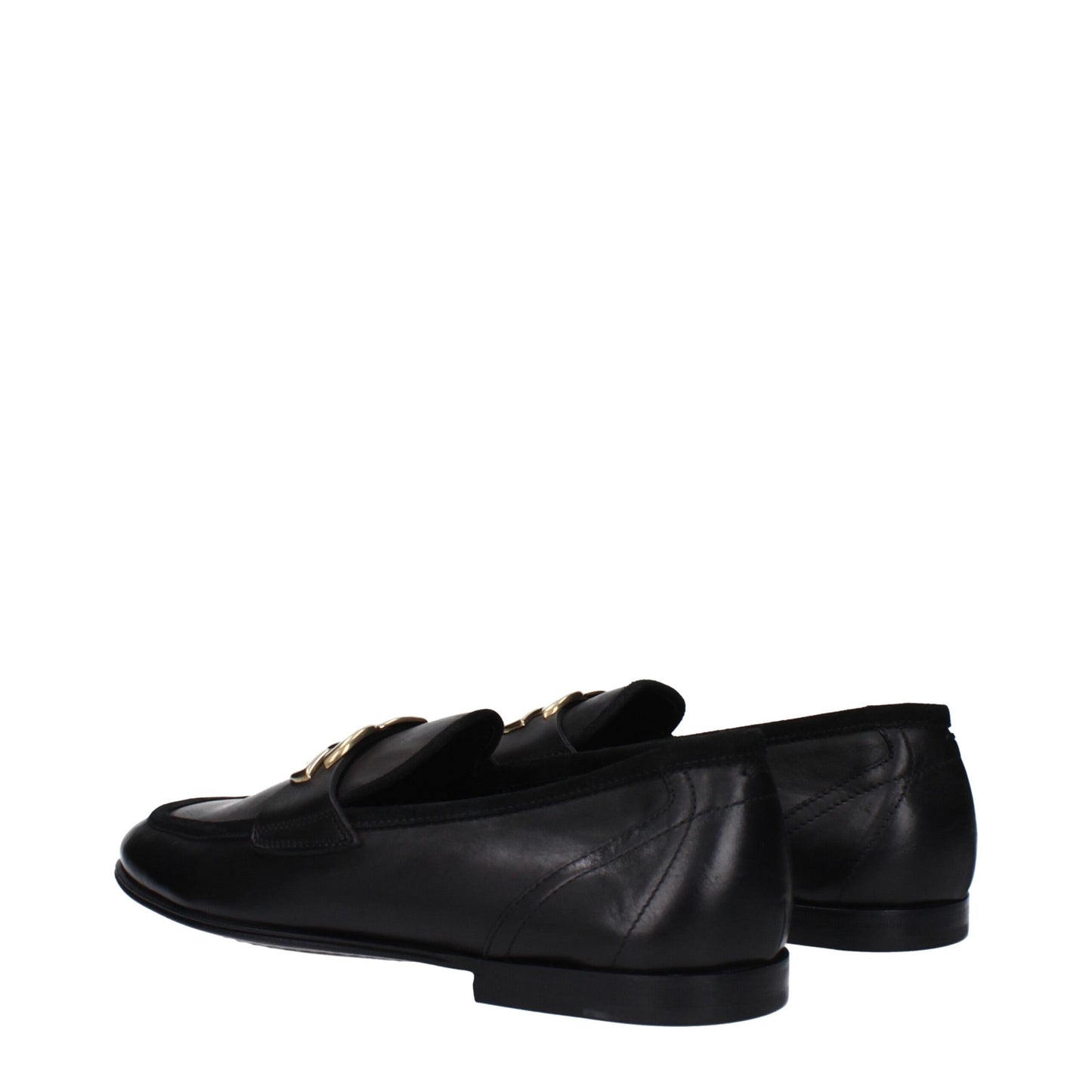 Dolce & Gabbana – Slipper aus schwarzem Leder