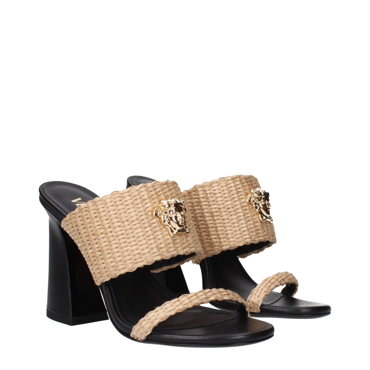 Versace Beige Bast-Plateaus