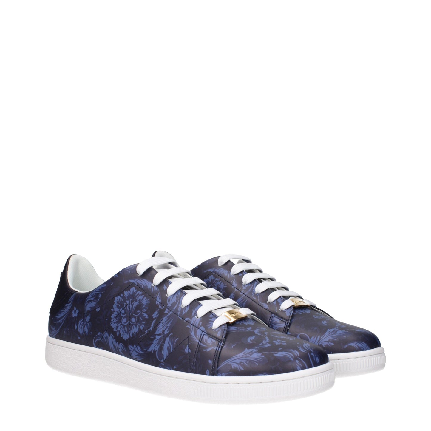 Versace Blaue Leder Low-Tops