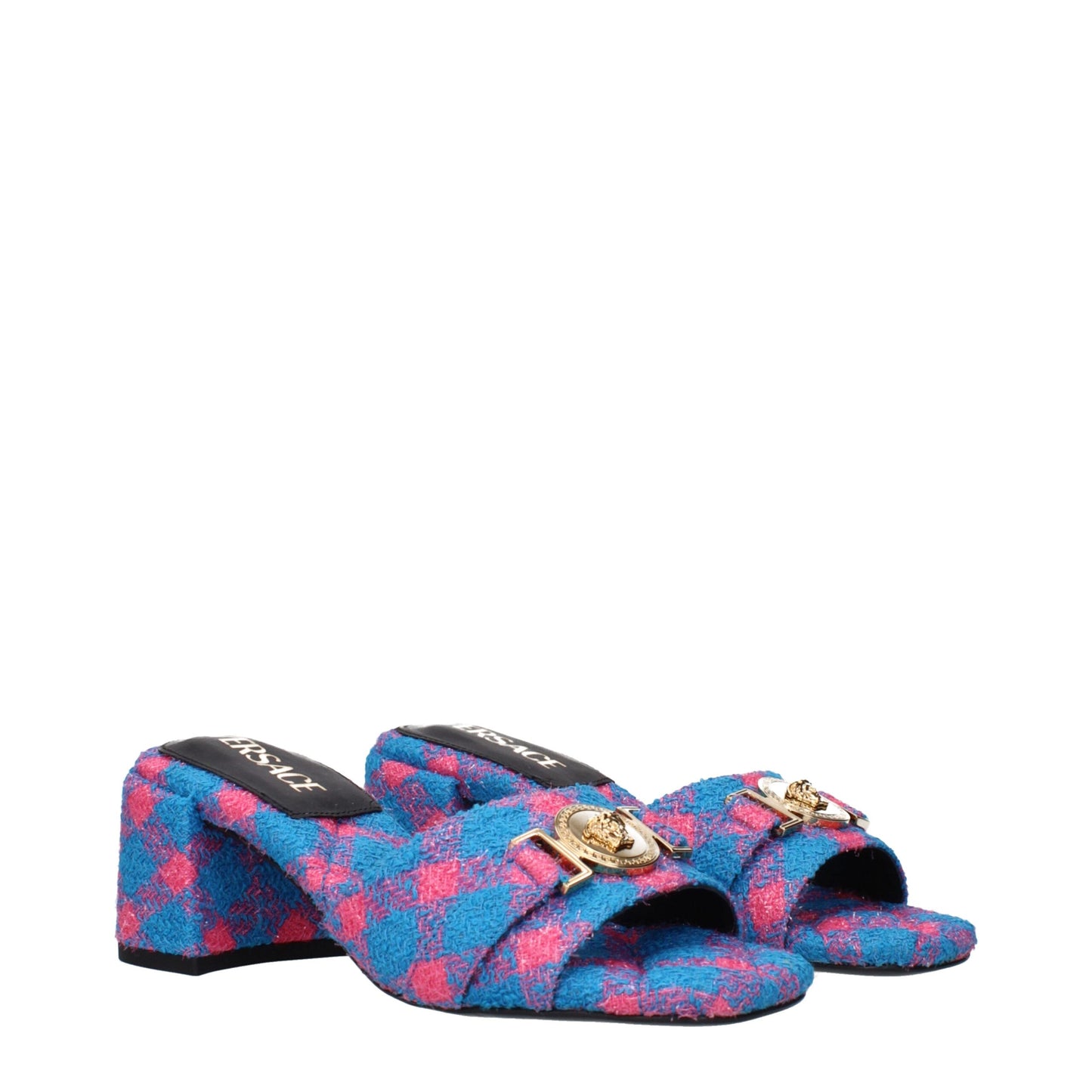 Versace Plateauschuhe aus blauem Stoff