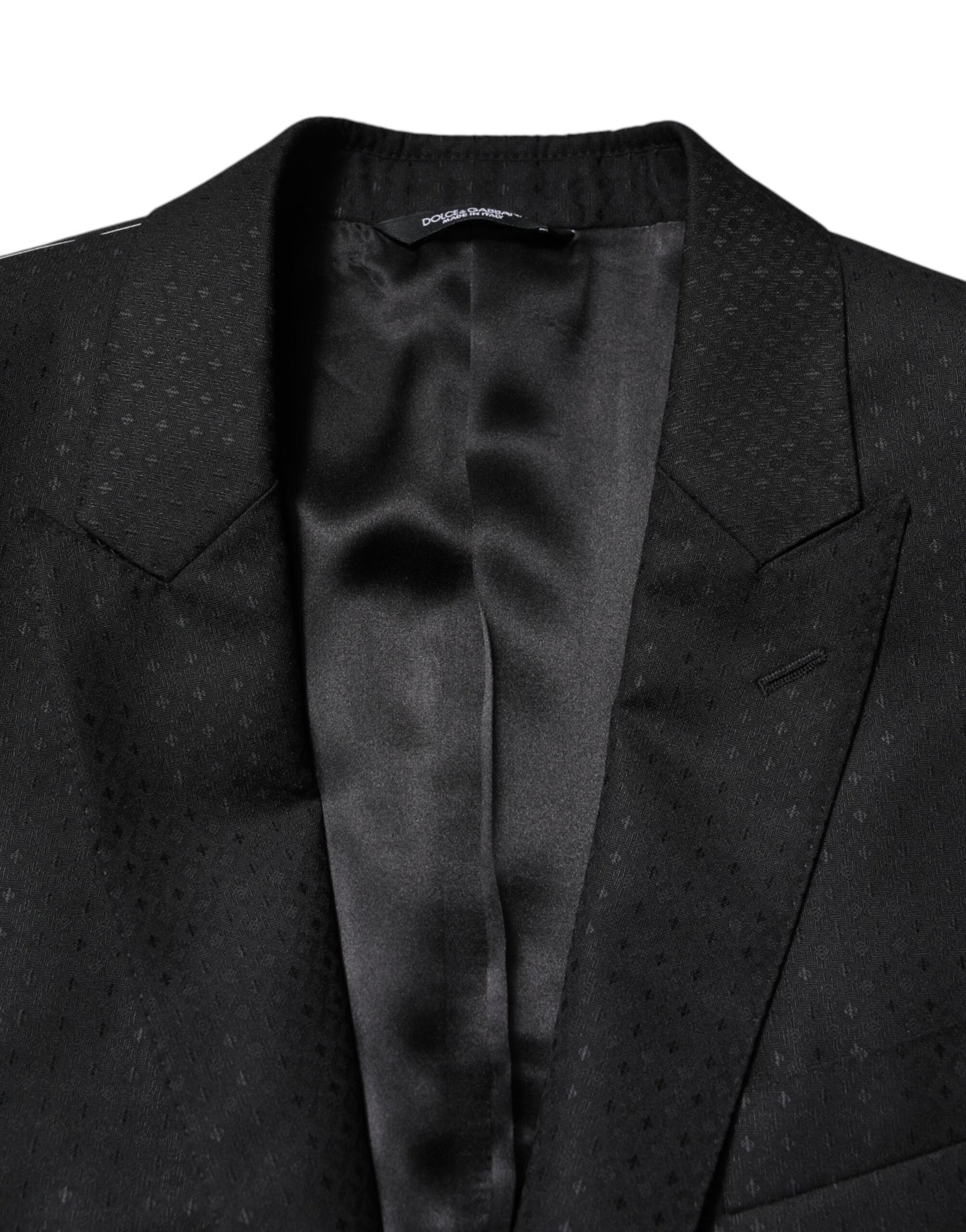 Dolce & Gabbana – Schwarzer, einreihiger, zweiteiliger Jacquard-Anzug