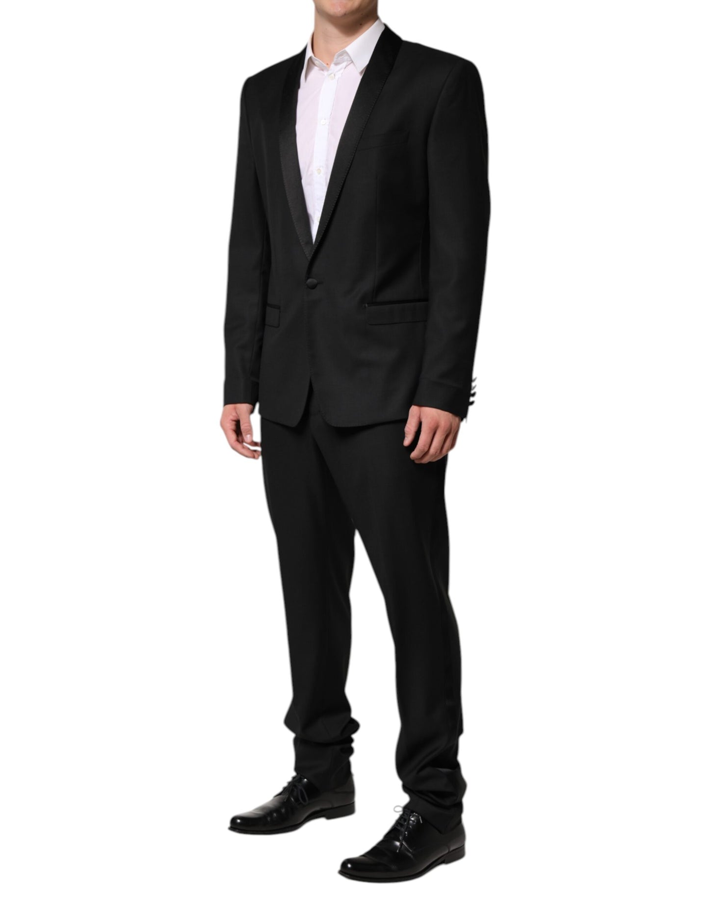 Dolce & Gabbana – Schwarzer, einreihiger, zweiteiliger Anzug aus Wolle für Herren