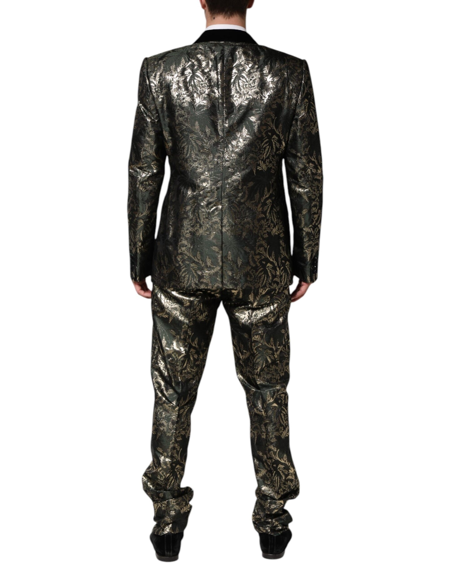 Dolce & Gabbana – Zweiteiliger Anzug aus Jacquard-Seide mit Metallic-Blumenmuster