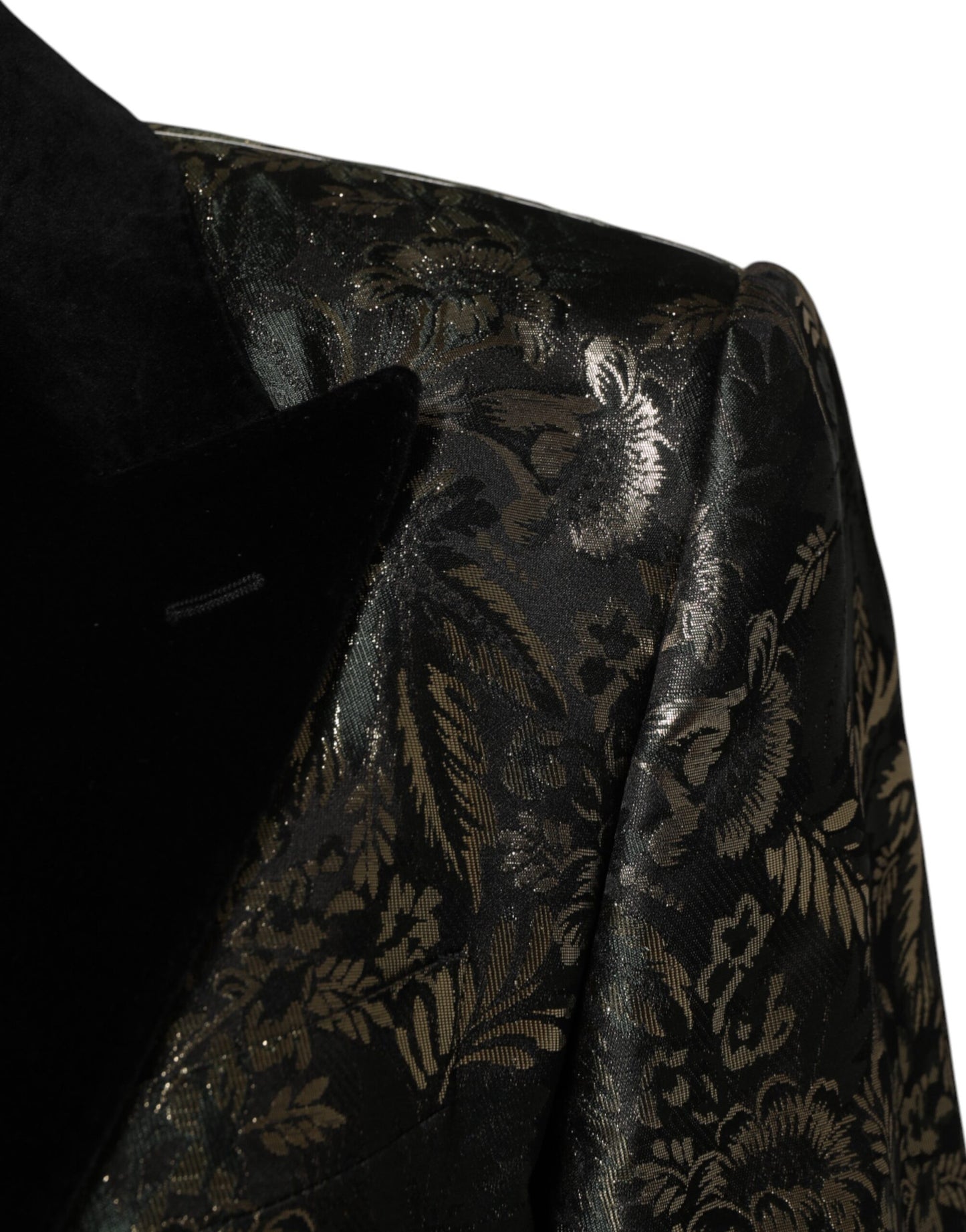 Dolce & Gabbana – Zweiteiliger Anzug aus Jacquard-Seide mit Metallic-Blumenmuster