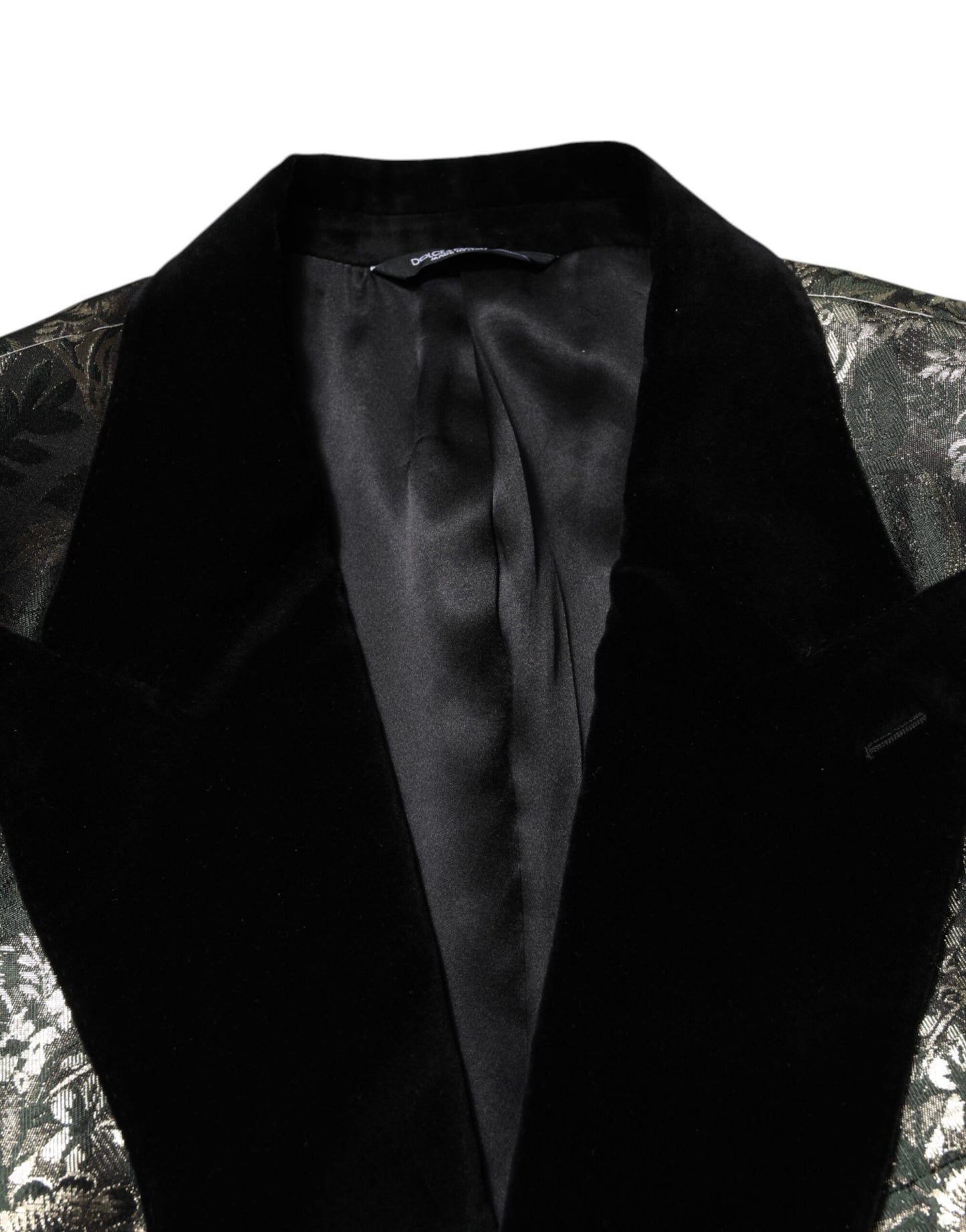 Dolce & Gabbana – Zweiteiliger Anzug aus Jacquard-Seide mit Metallic-Blumenmuster
