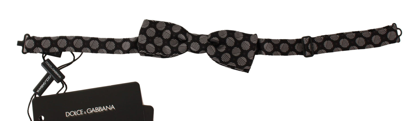 Dolce & Gabbana Braune Seiden-Jacquard-Fliege mit Punkten, Papillon