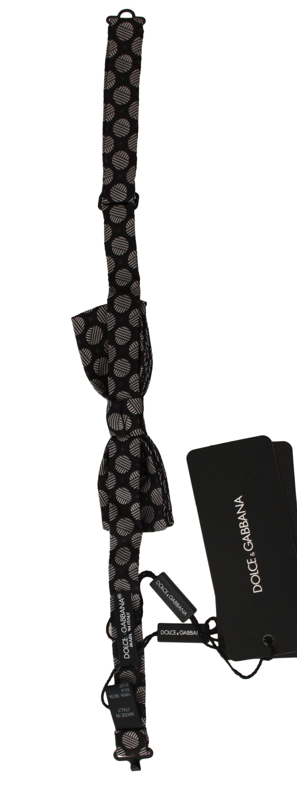 Dolce & Gabbana Braune Seiden-Jacquard-Fliege mit Punkten, Papillon