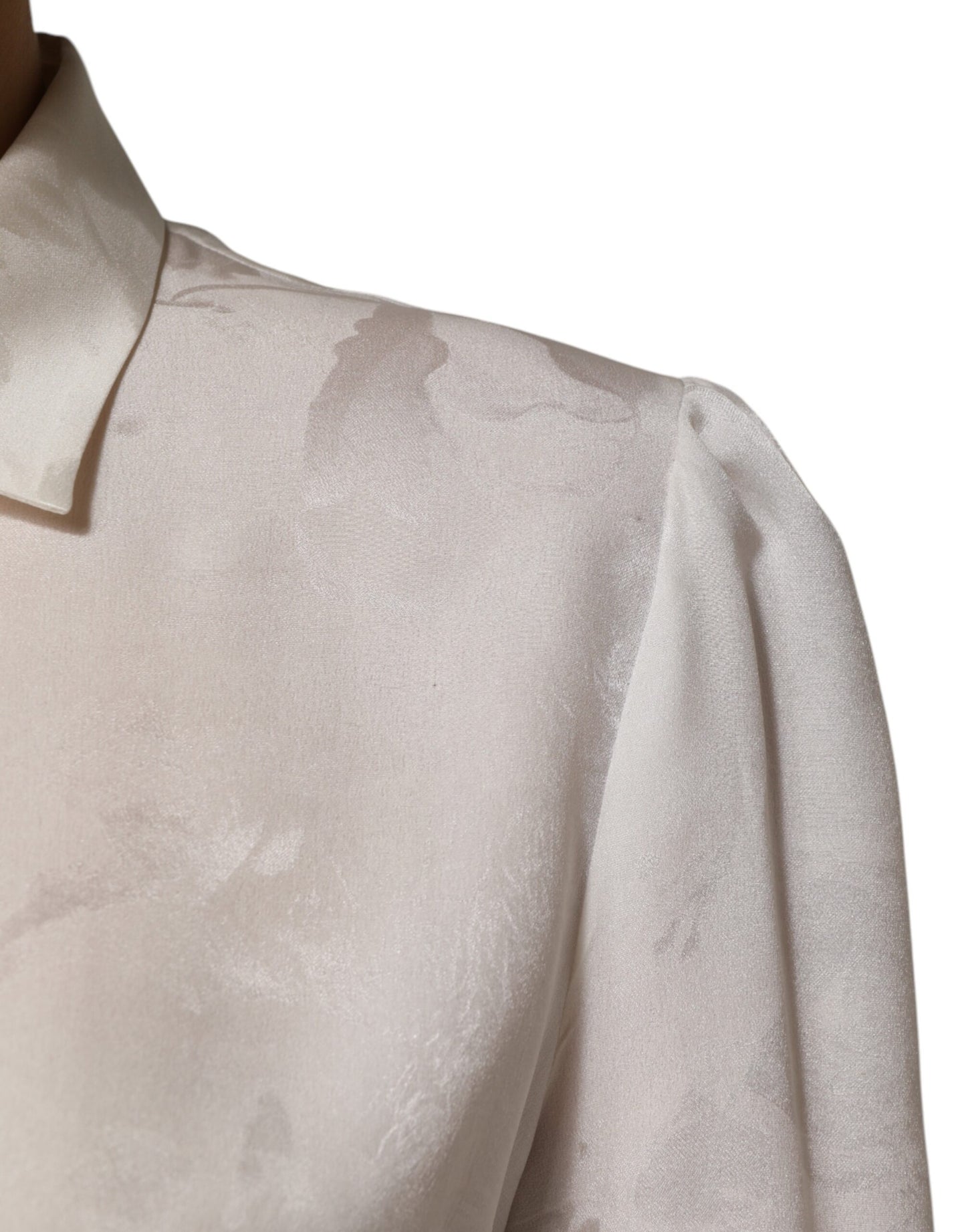 Dolce & Gabbana – Weißes Seidenhemd mit langen Ärmeln und Kragen
