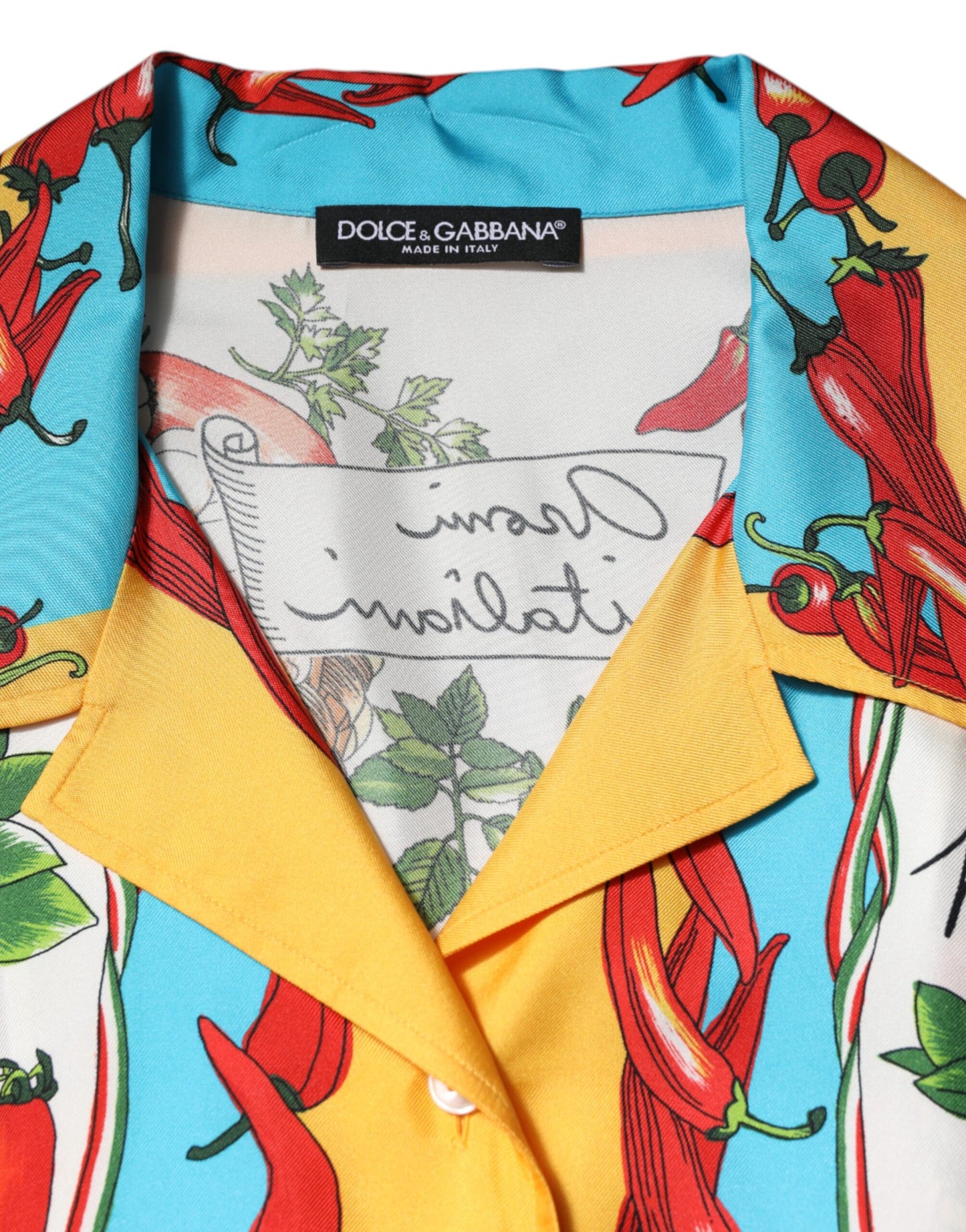 Dolce & Gabbana – Kurzes Blusentop aus mehrfarbiger Chili-Seide