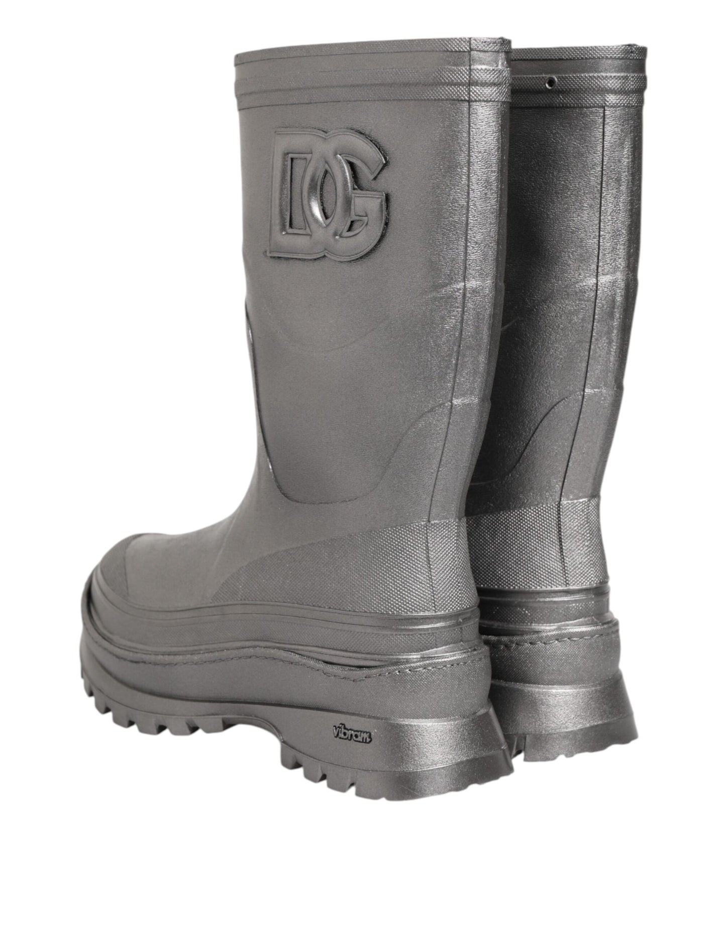 Dolce & Gabbana Metallic Silber Pull On Regenstiefel Schuhe