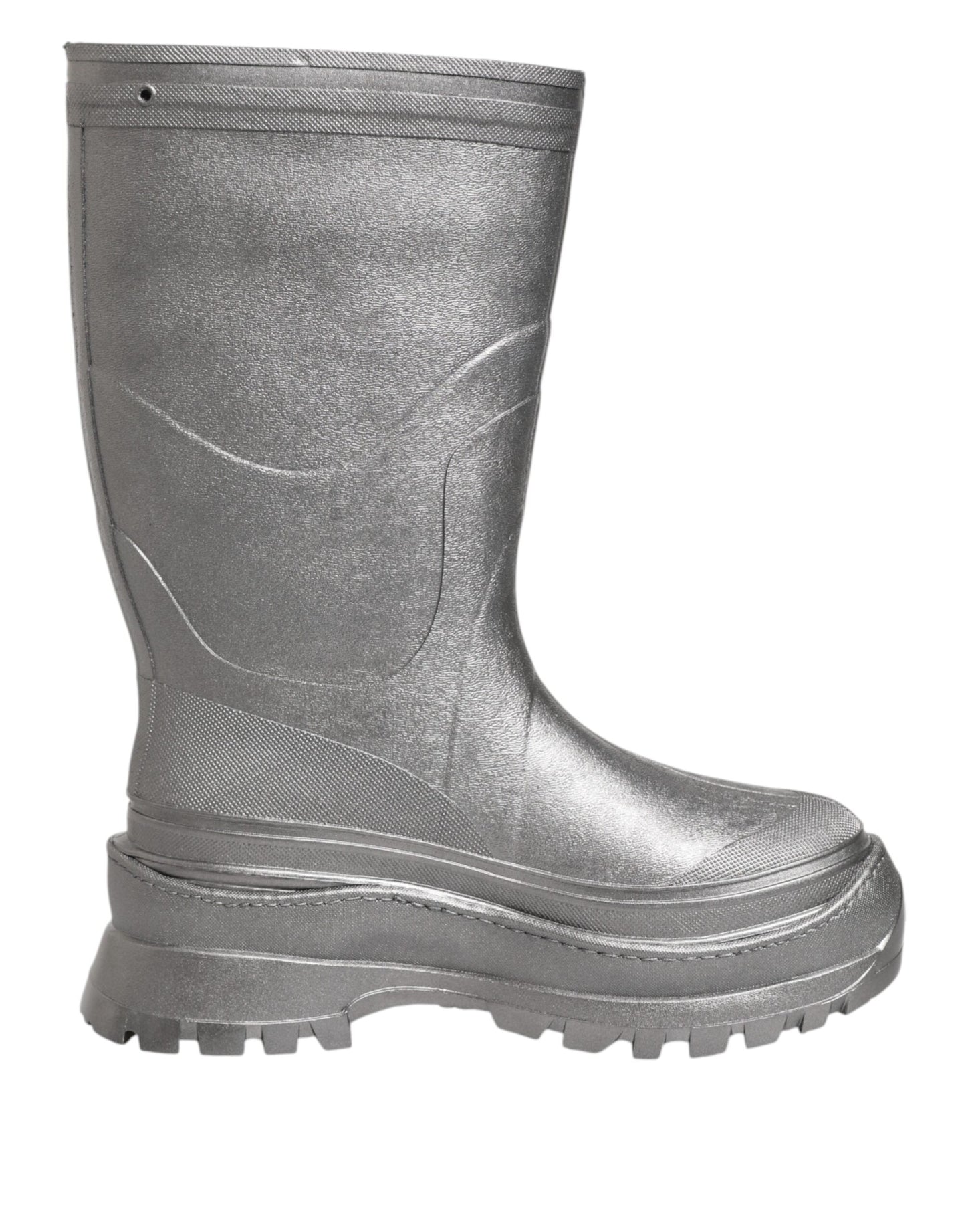Dolce & Gabbana Metallic Silber Pull On Regenstiefel Schuhe