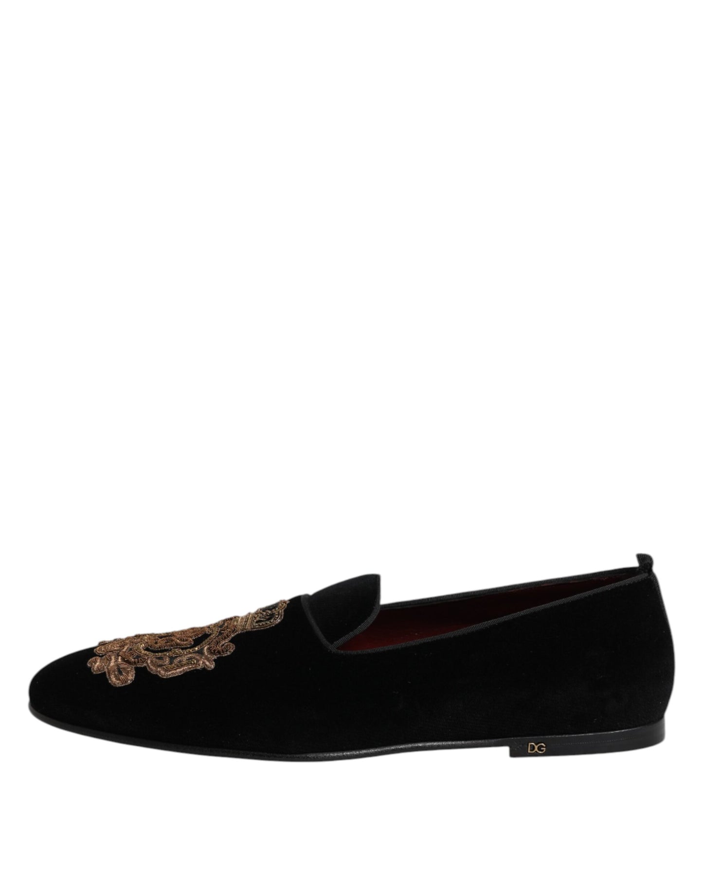 Dolce & Gabbana Herren-Loafer aus schwarzem Samt mit goldener Krone