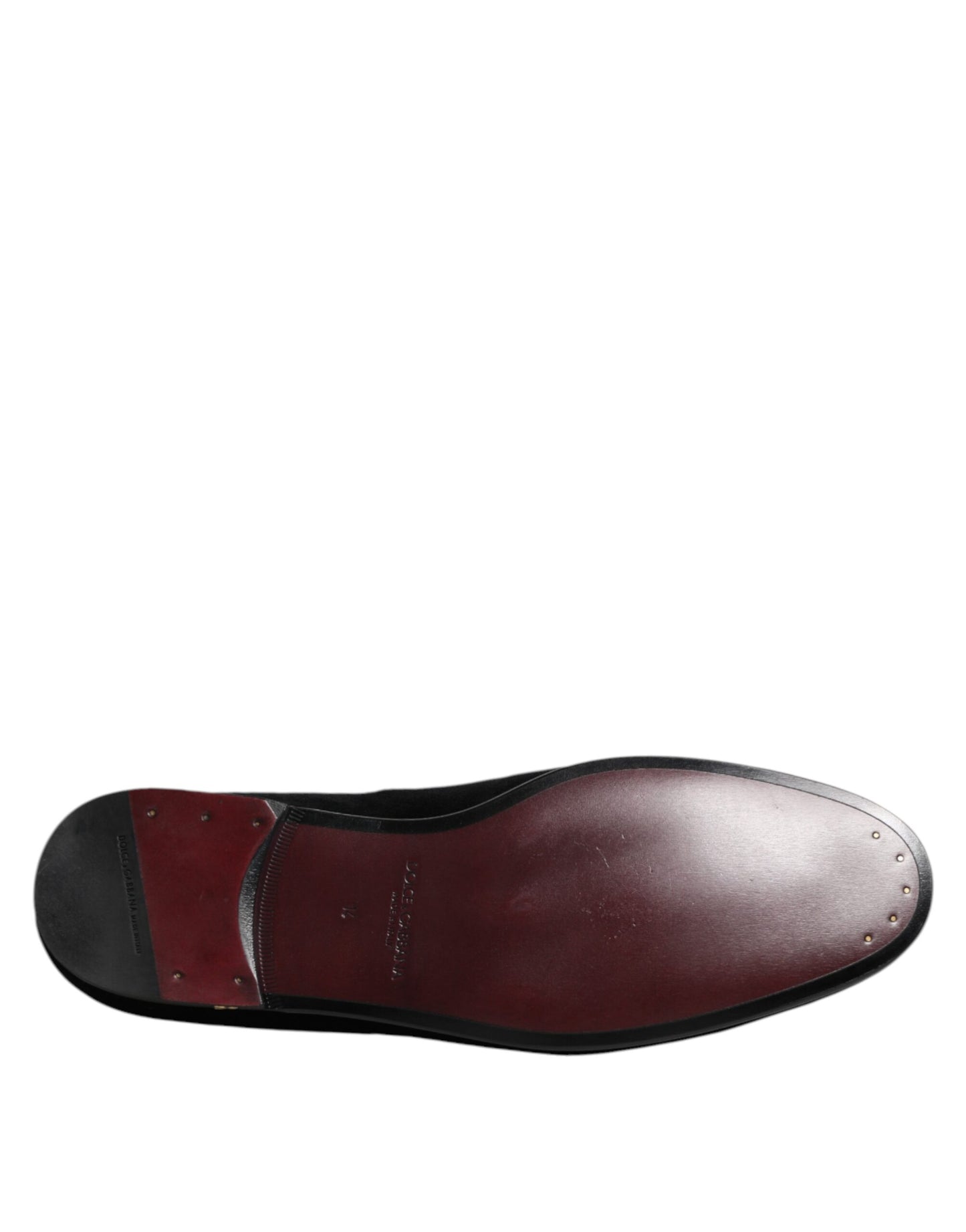 Dolce & Gabbana Herren-Loafer aus schwarzem Samt mit goldener Krone
