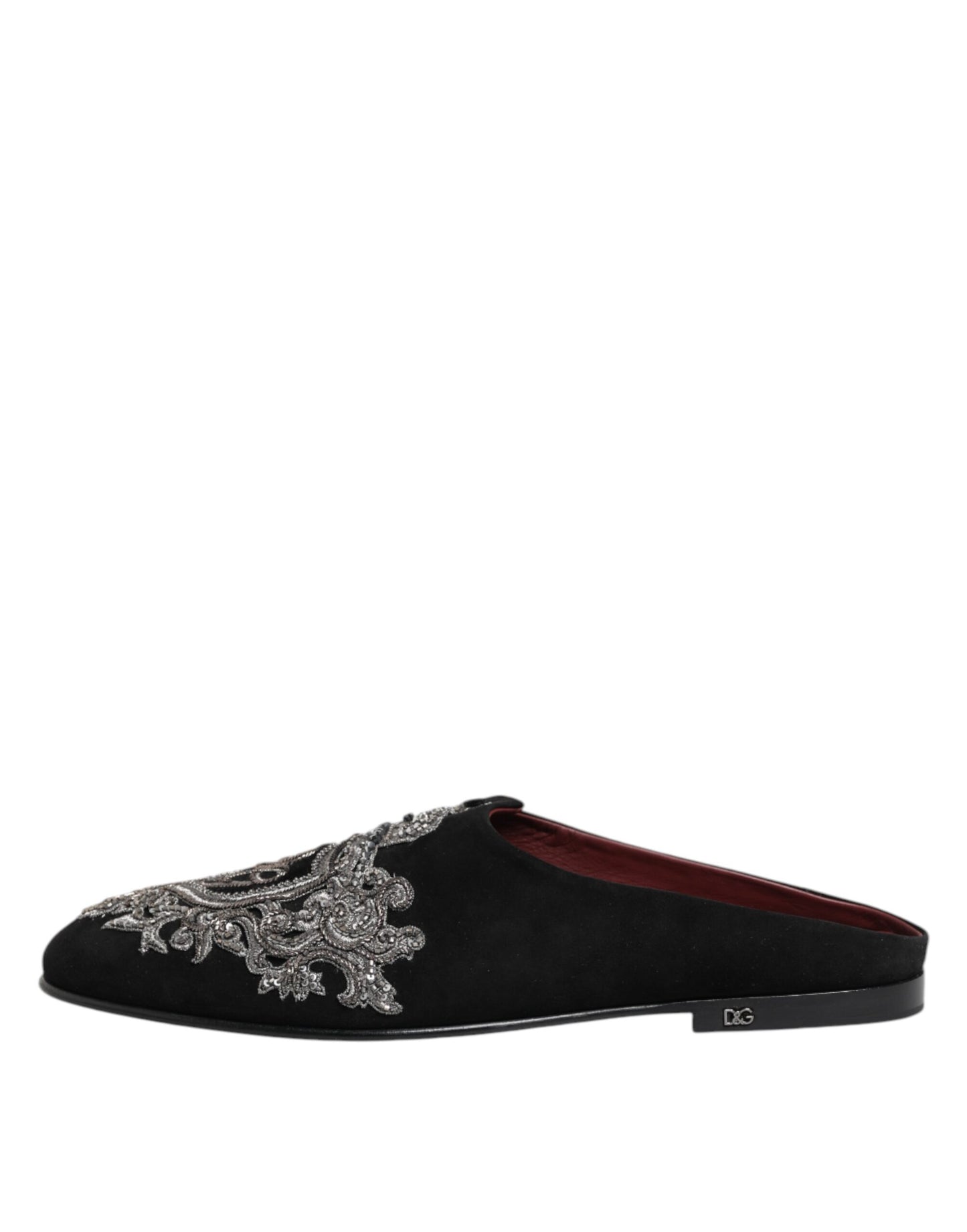 Dolce & Gabbana – Schwarze Samt-Slipper „DG Crown“