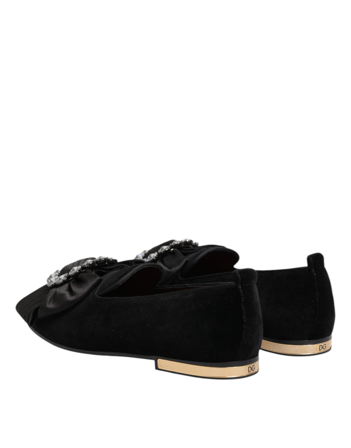 Dolce & Gabbana – Schwarze VATICANO-Slipper mit Kristallband