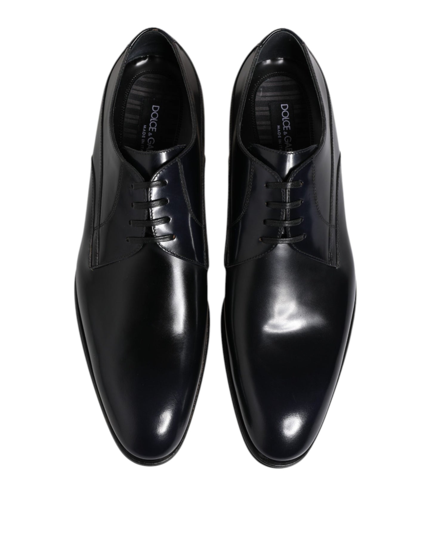 Dolce & Gabbana – Marineblaue Derby-Schuhe aus Leder mit Schnürung