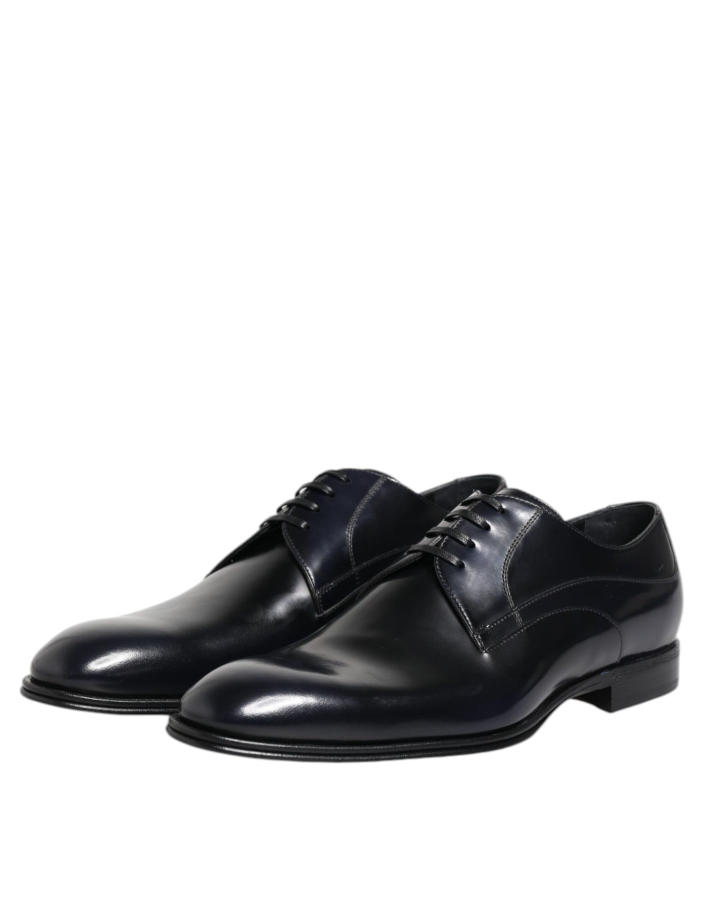 Dolce & Gabbana – Marineblaue Derby-Schuhe aus Leder mit Schnürung
