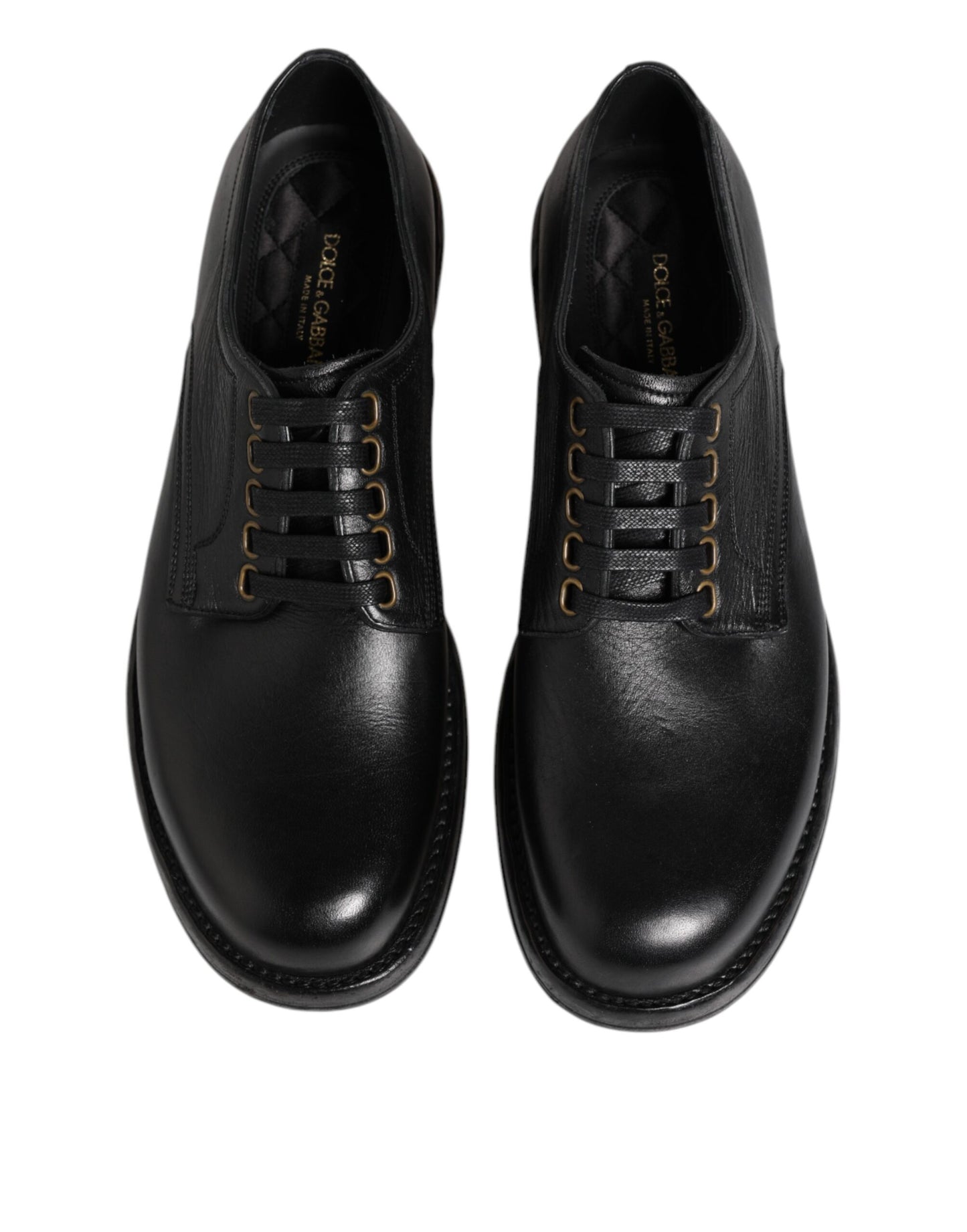 Dolce & Gabbana – Schwarze Derby-Schuhe aus Leder mit Schnürung