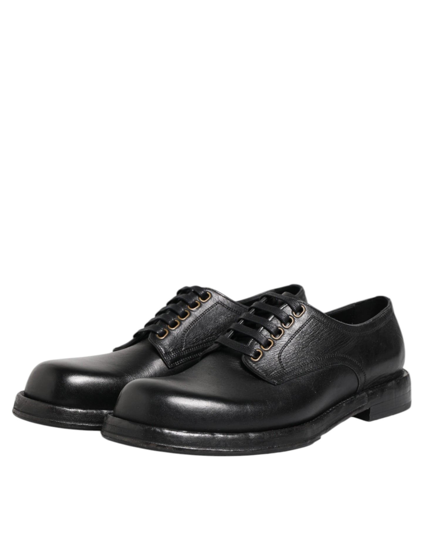 Dolce & Gabbana – Schwarze Derby-Schuhe aus Leder mit Schnürung
