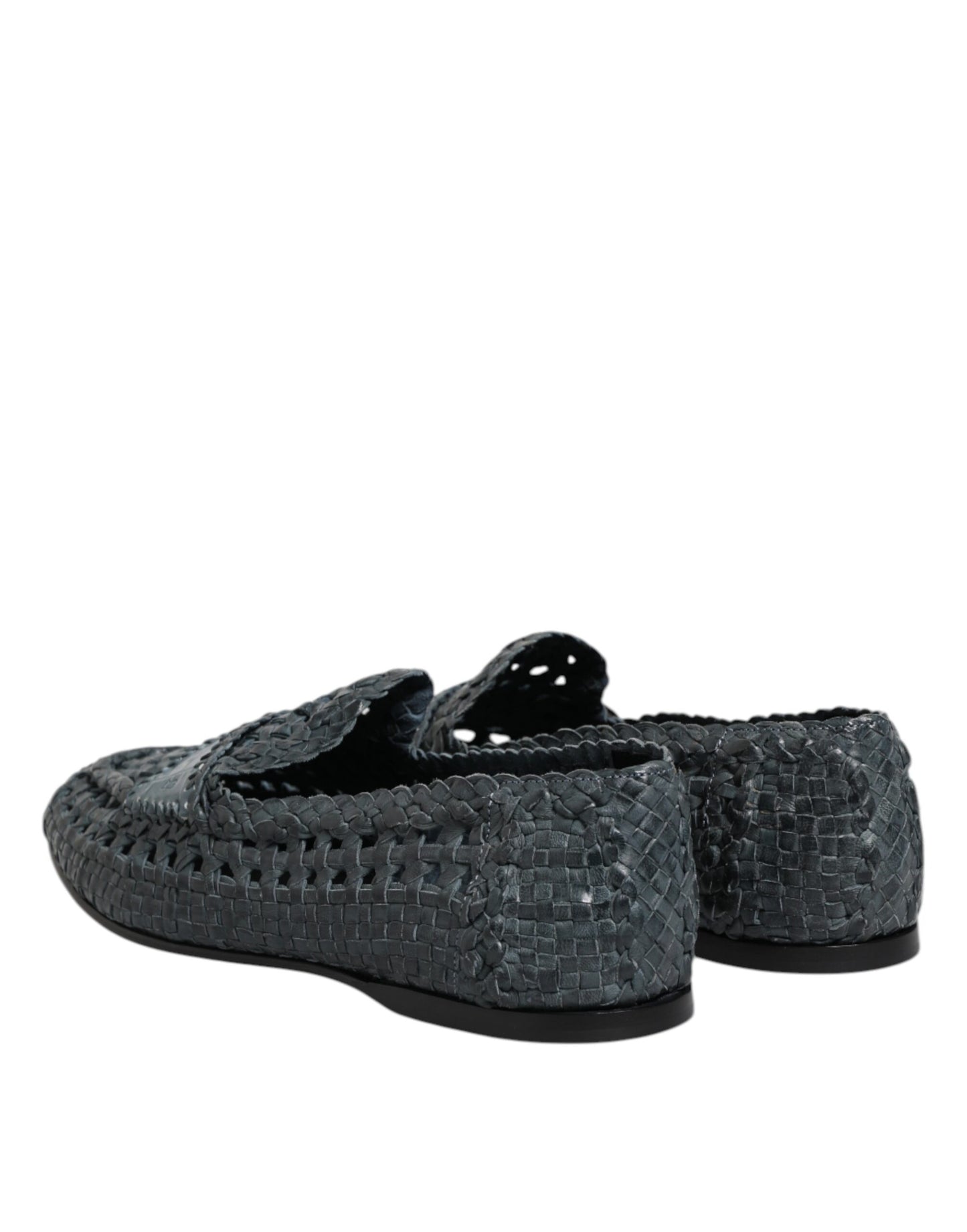 Dolce & Gabbana – Blaue Slipper-Schuhe aus gewebtem Bast