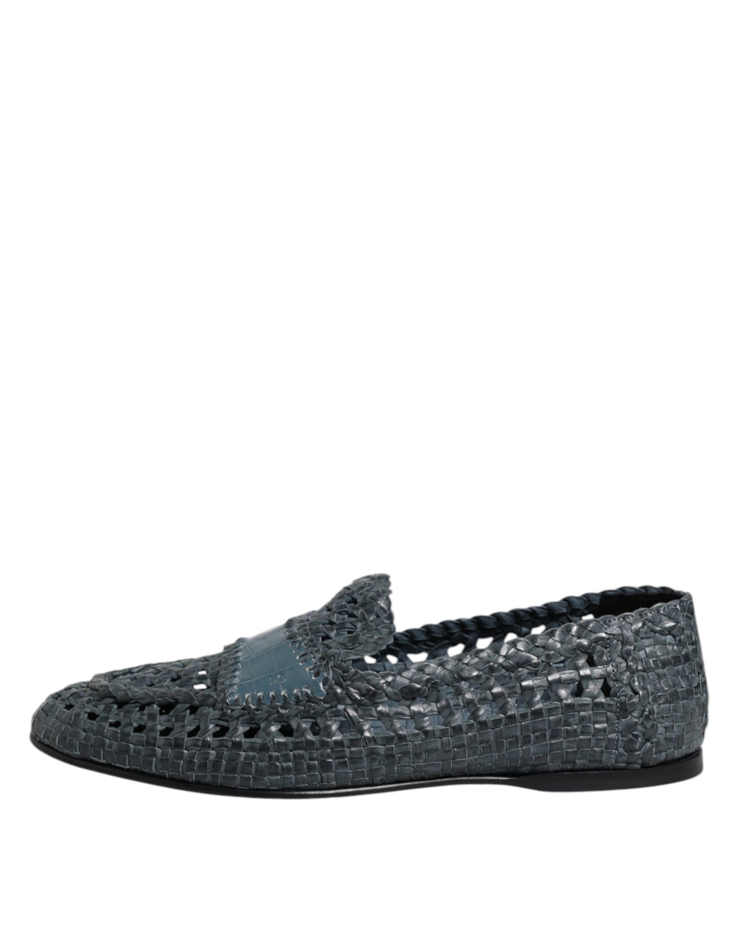 Dolce & Gabbana – Blaue Slipper-Schuhe aus gewebtem Bast