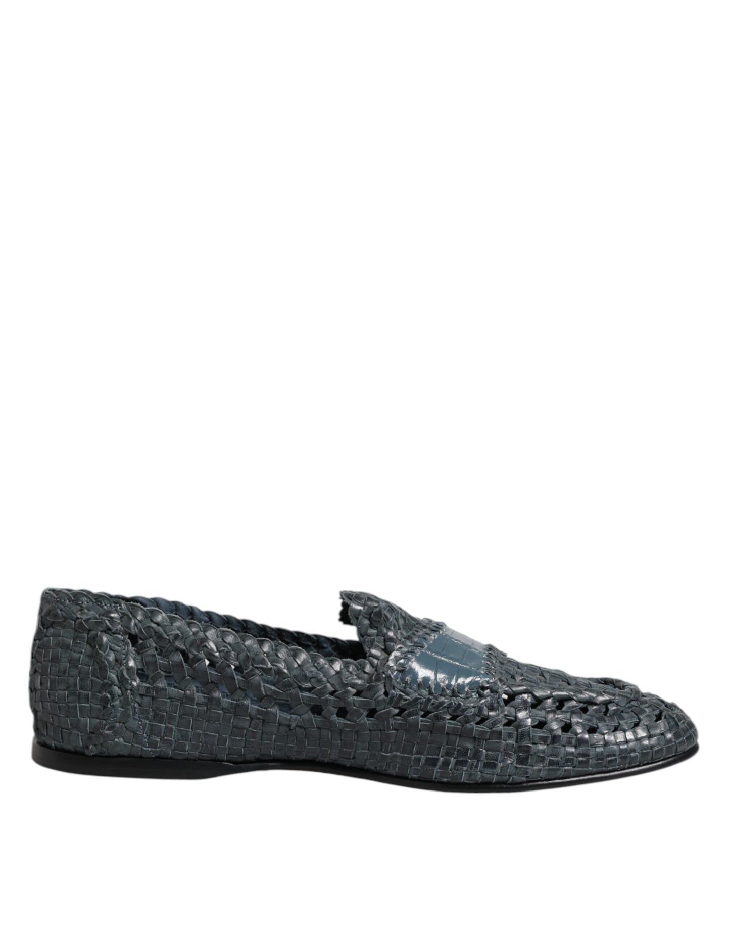 Dolce & Gabbana – Blaue Slipper-Schuhe aus gewebtem Bast