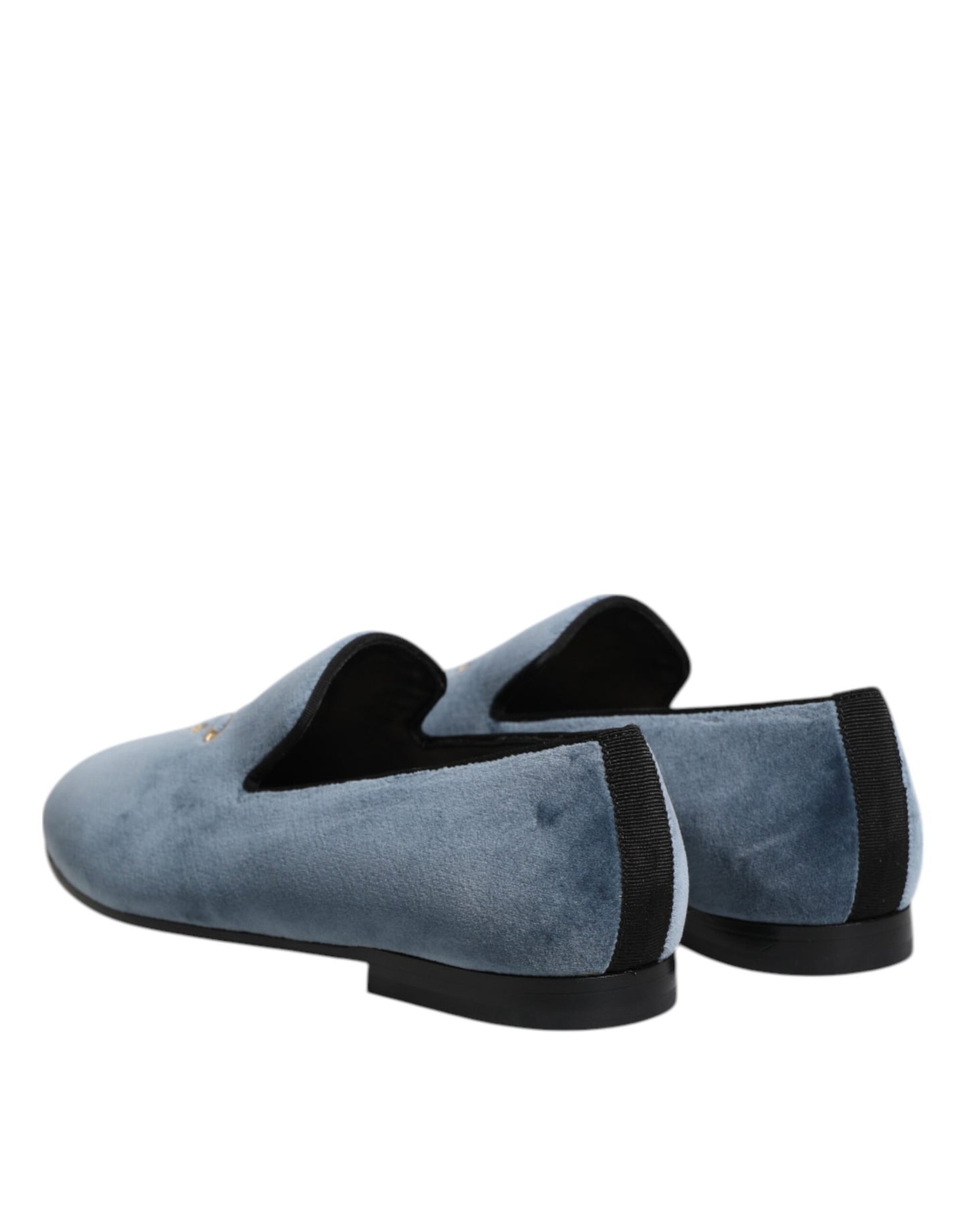 Dolce & Gabbana – Blaue Loafer aus Samt mit DG-Logo, formelle Schuhe