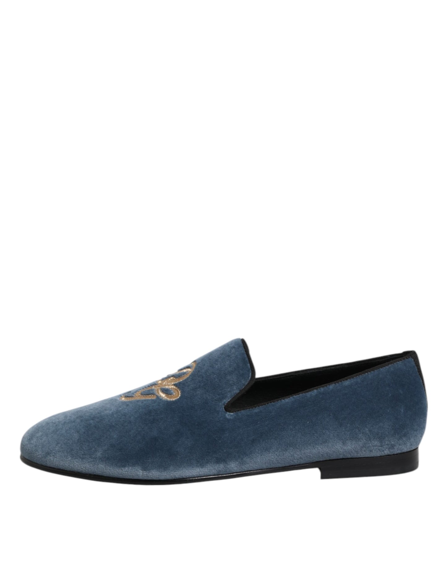 Dolce & Gabbana – Blaue Loafer aus Samt mit DG-Logo, formelle Schuhe