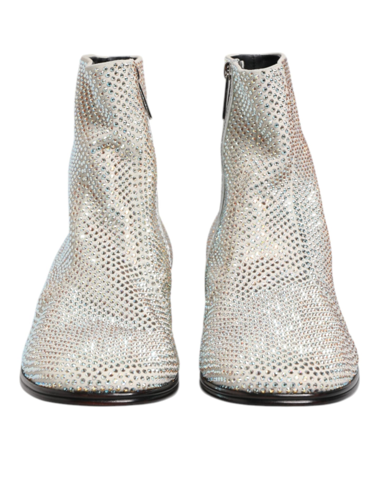 Dolce & Gabbana Weiß Strass DG Logo Heels Ankle Boots Schuhe