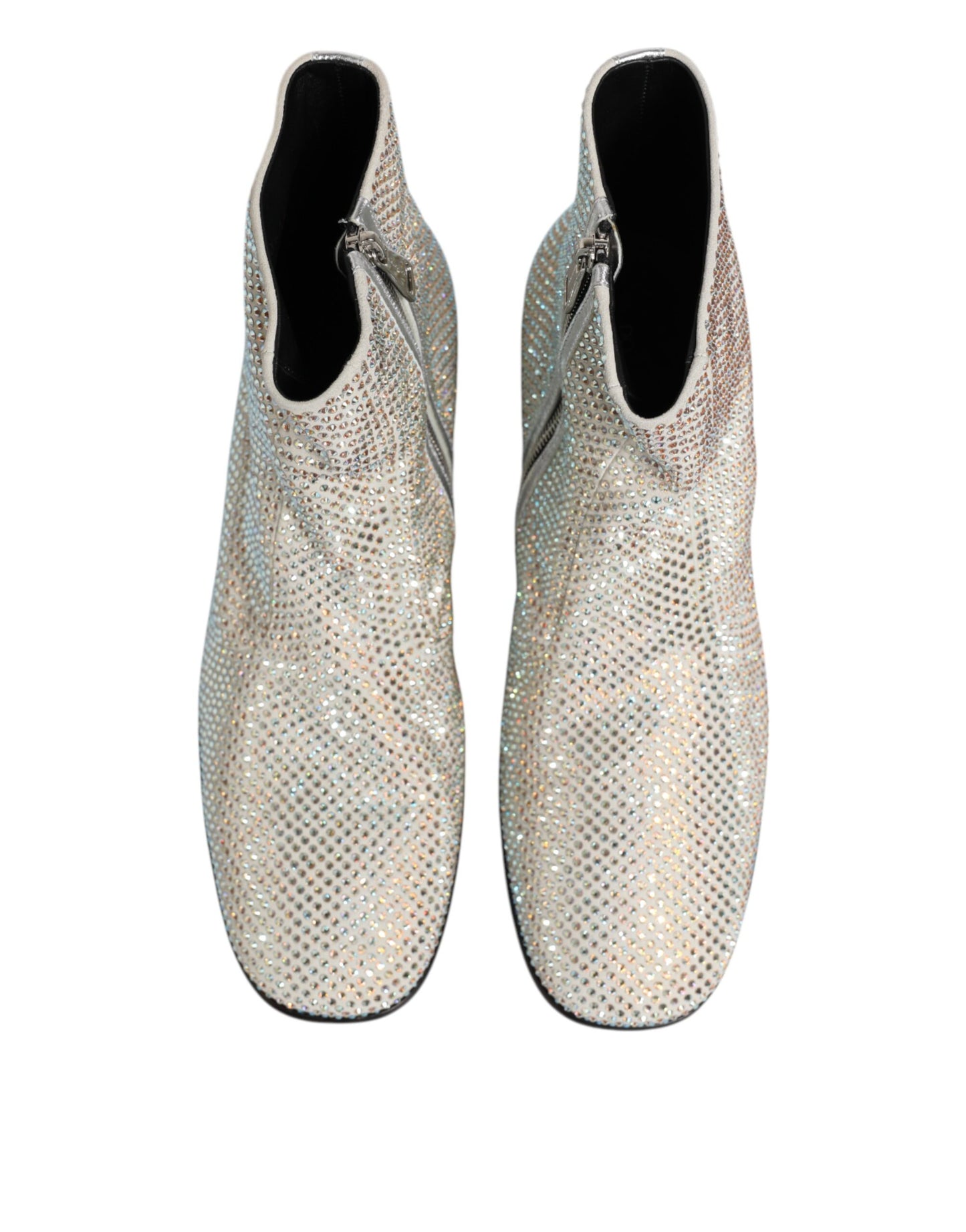 Dolce & Gabbana Weiß Strass DG Logo Heels Ankle Boots Schuhe