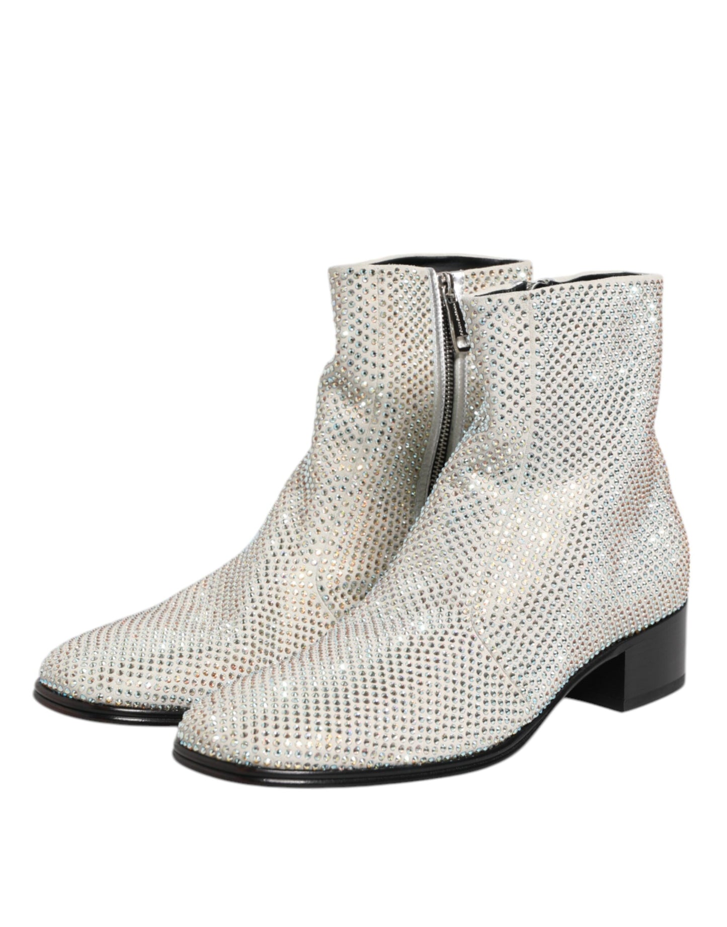 Dolce & Gabbana Weiß Strass DG Logo Heels Ankle Boots Schuhe