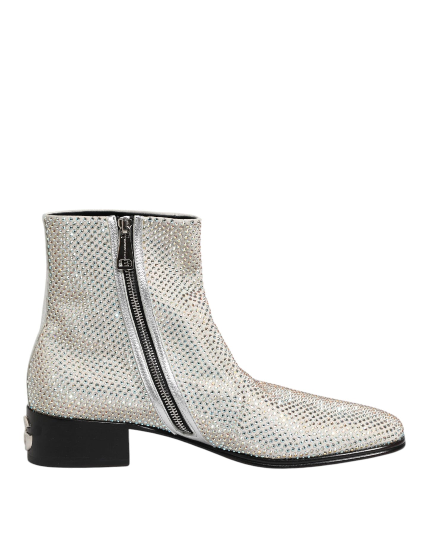Dolce & Gabbana Weiß Strass DG Logo Heels Ankle Boots Schuhe
