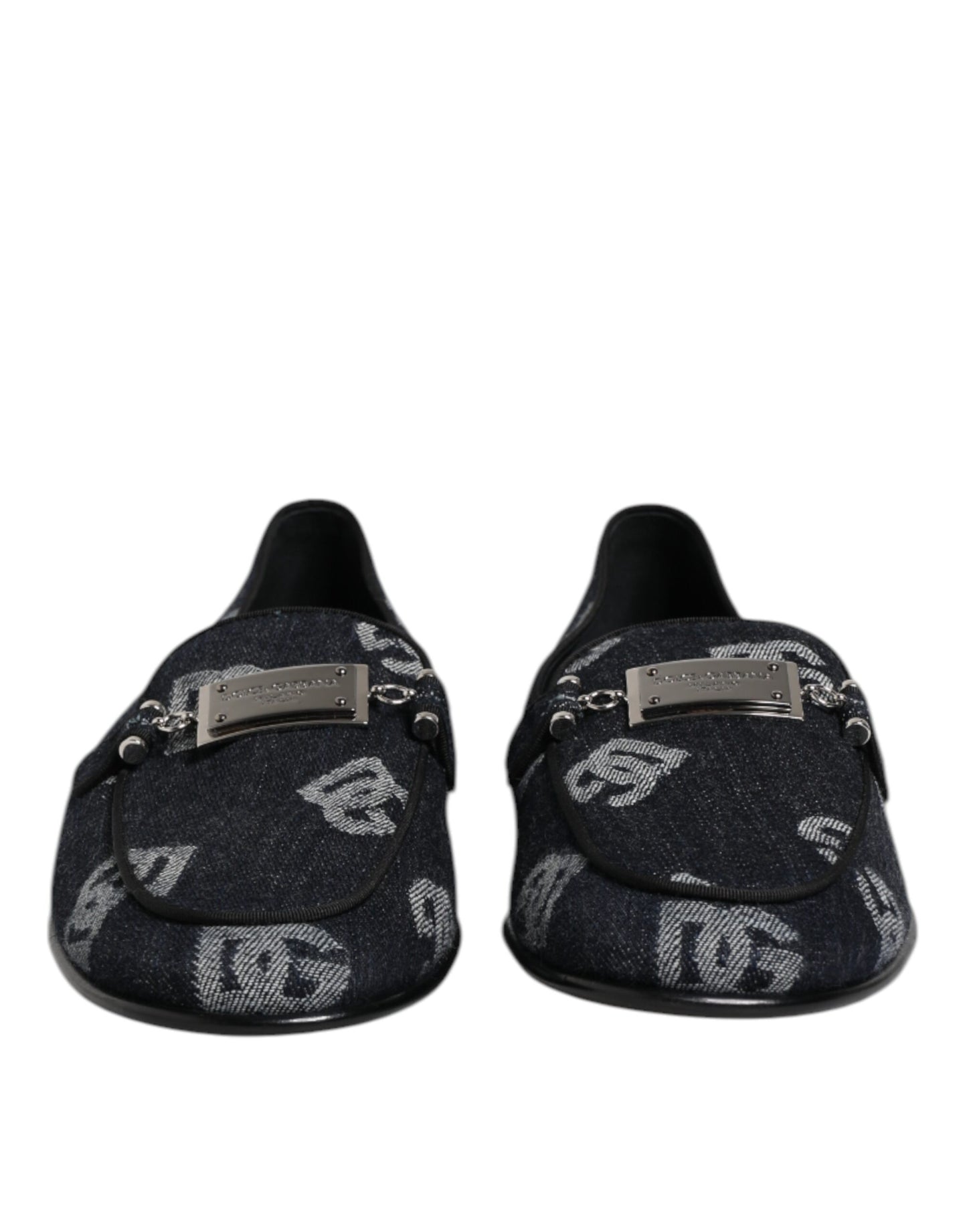 Dolce & Gabbana – Blaue Baumwoll-Loafer mit Logo, formelle Abendschuhe