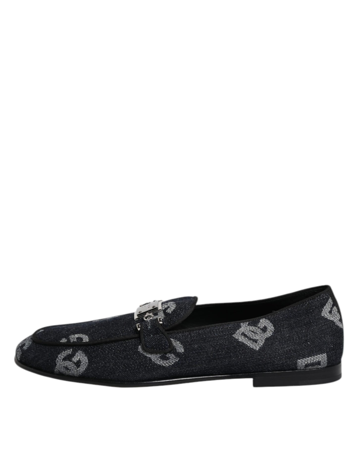 Dolce & Gabbana – Blaue Baumwoll-Loafer mit Logo, formelle Abendschuhe