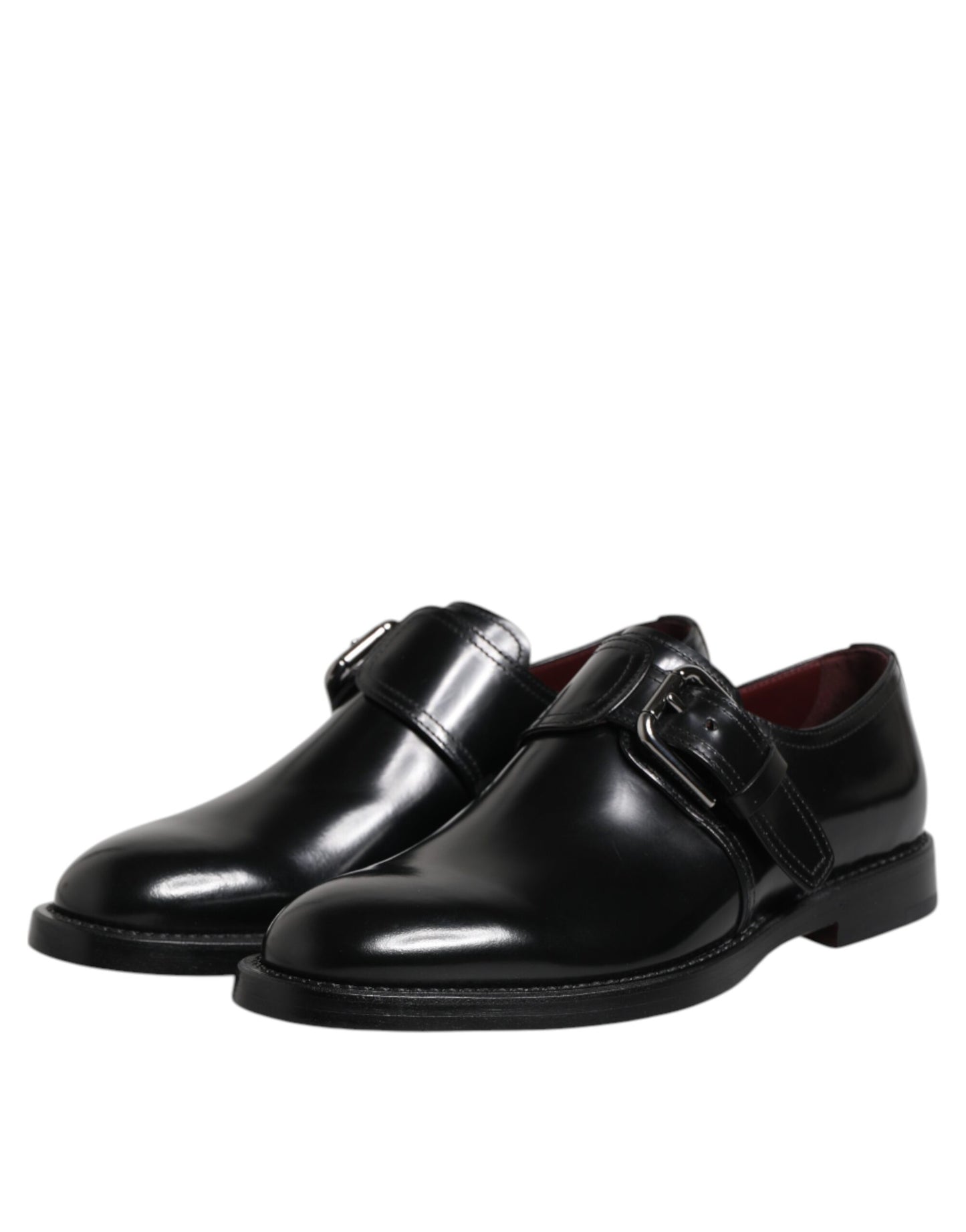 Dolce & Gabbana – Formelle Derby-Schuhe aus schwarzem Leder mit Monkstrap