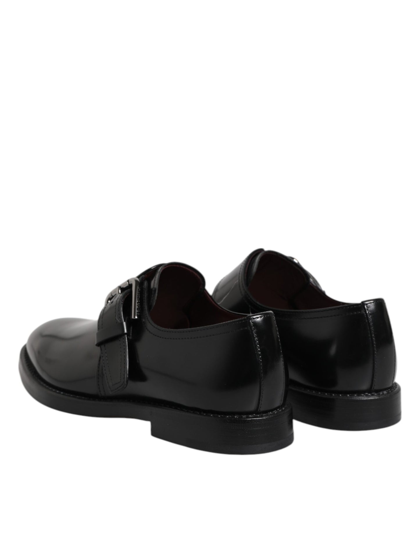 Dolce & Gabbana – Formelle Derby-Schuhe aus schwarzem Leder mit Monkstrap
