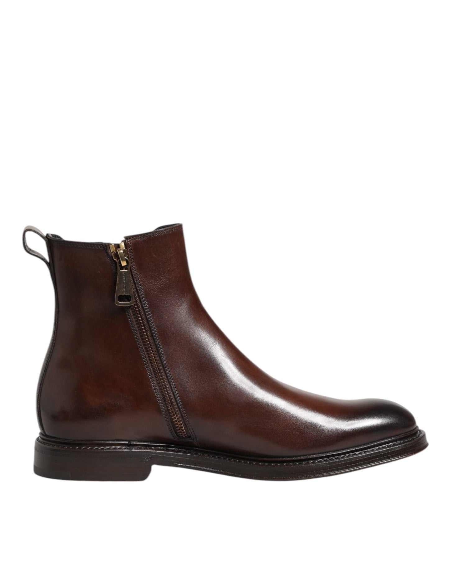 Dolce & Gabbana – Chelsea-Stiefel aus Leder in Braun mit halbhohem Schaft
