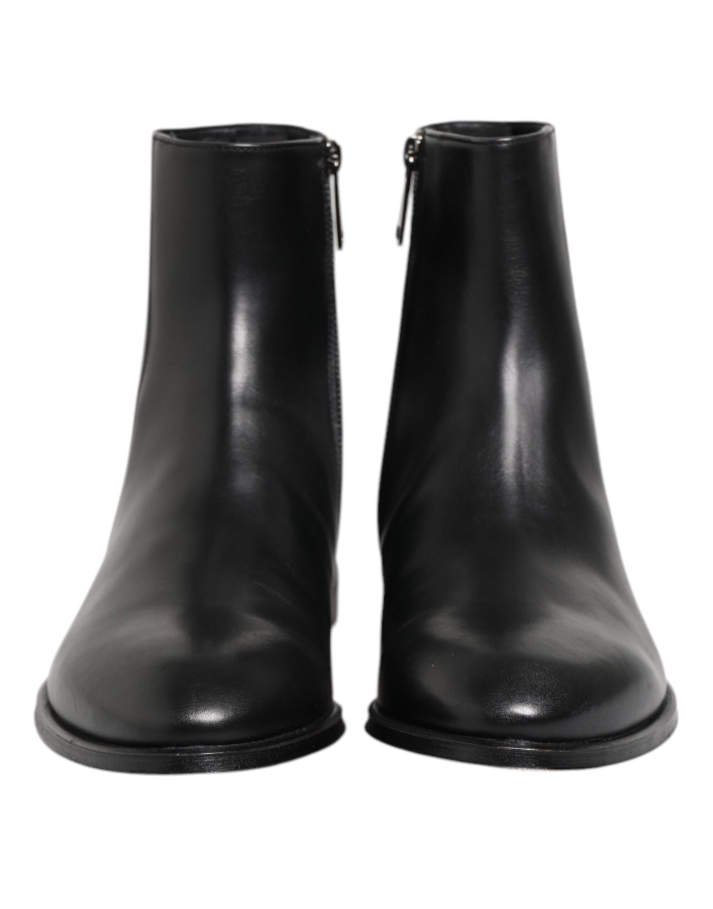 Dolce & Gabbana Herren Stiefeletten aus schwarzem Leder mit mittlerer Wade