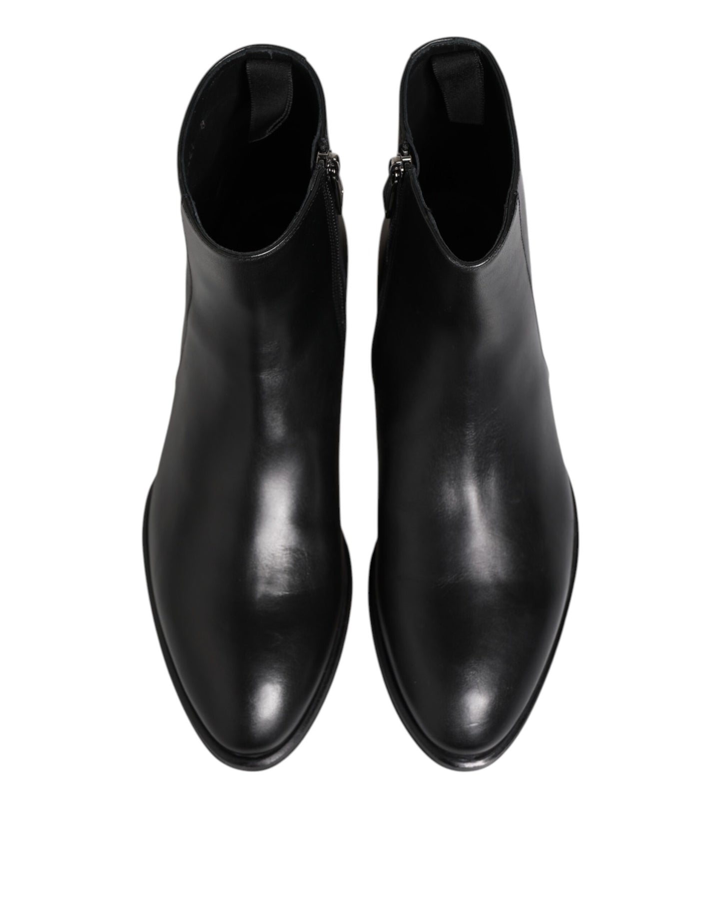 Dolce & Gabbana Herren Stiefeletten aus schwarzem Leder mit mittlerer Wade