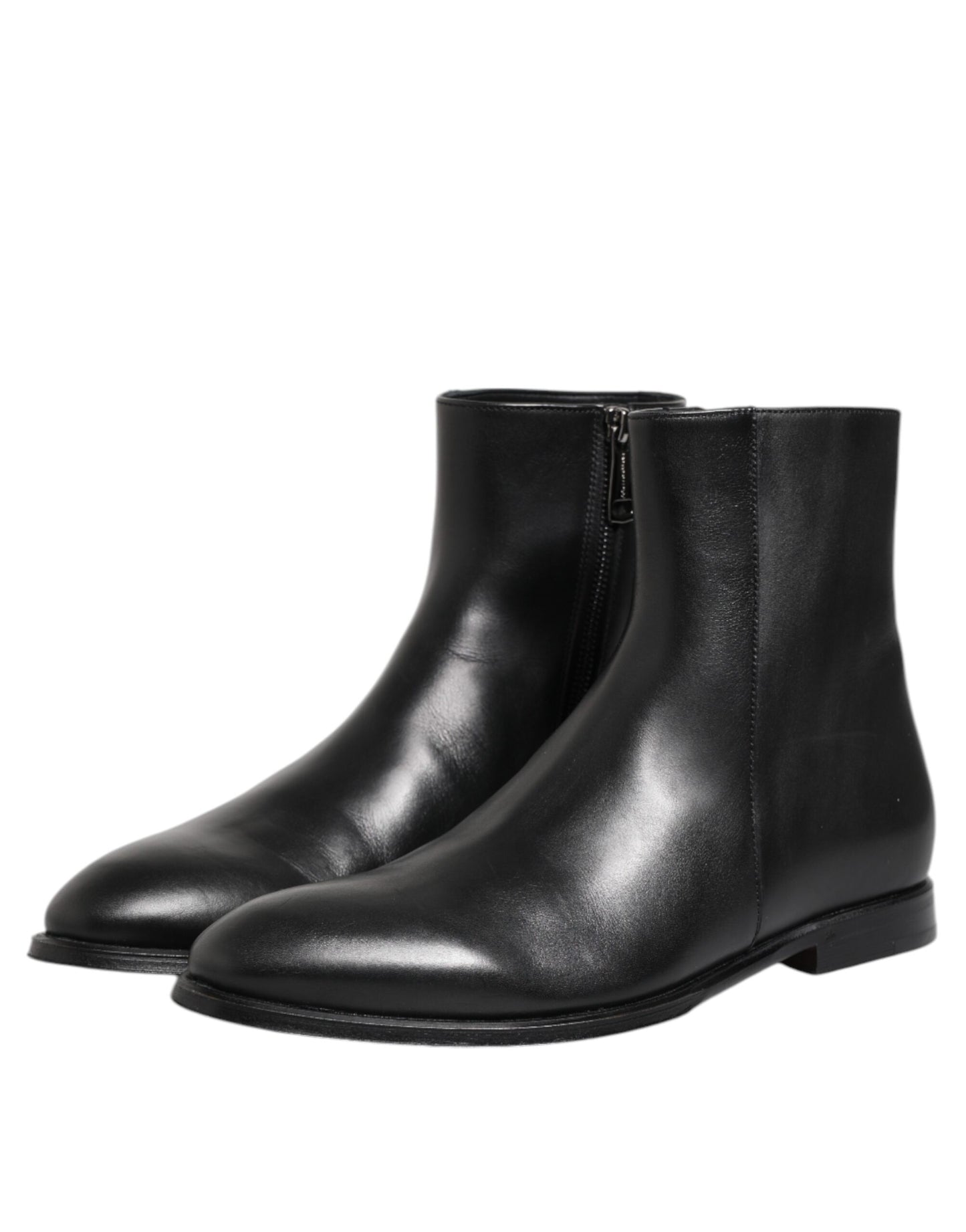 Dolce & Gabbana Herren Stiefeletten aus schwarzem Leder mit mittlerer Wade