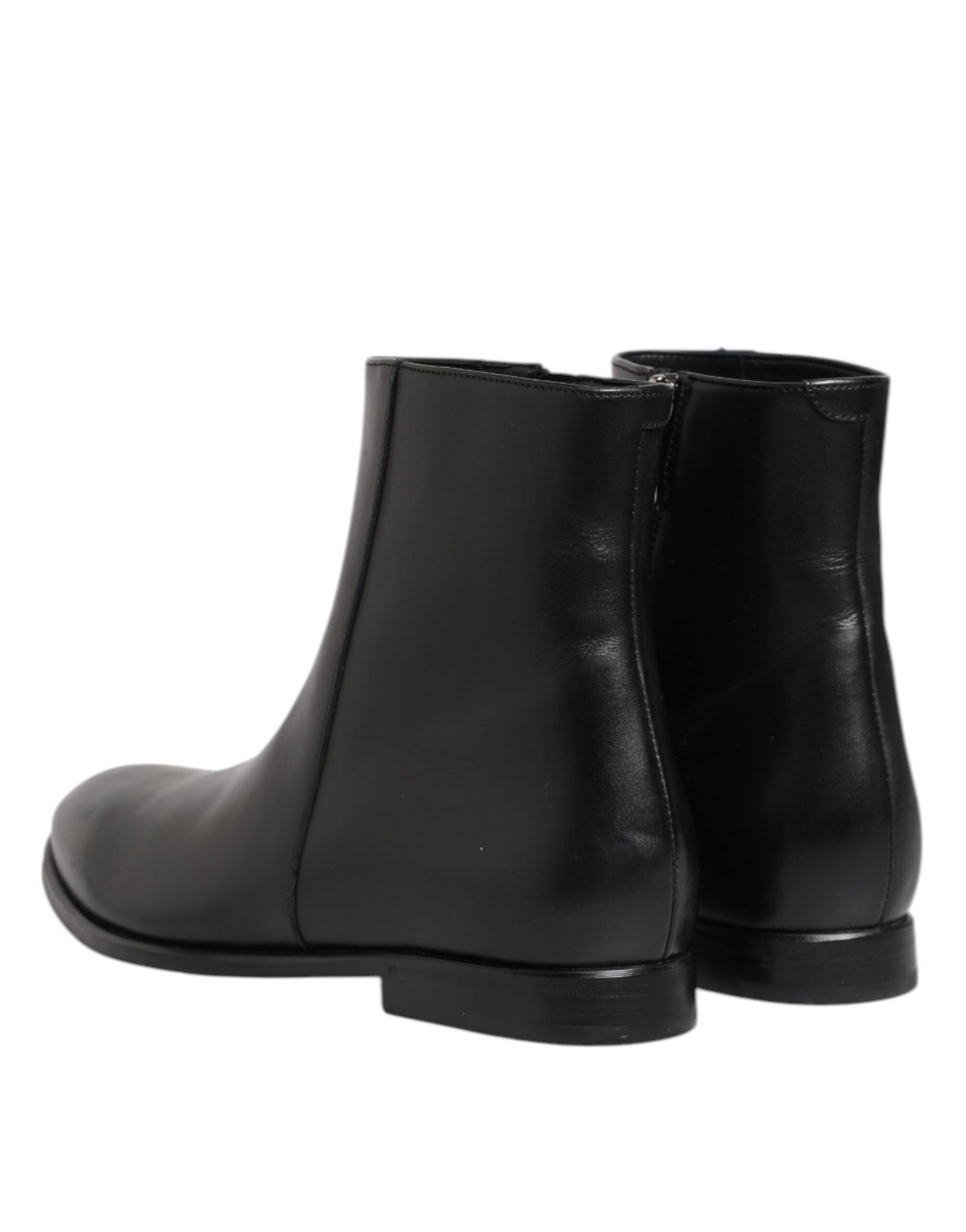 Dolce & Gabbana Herren Stiefeletten aus schwarzem Leder mit mittlerer Wade