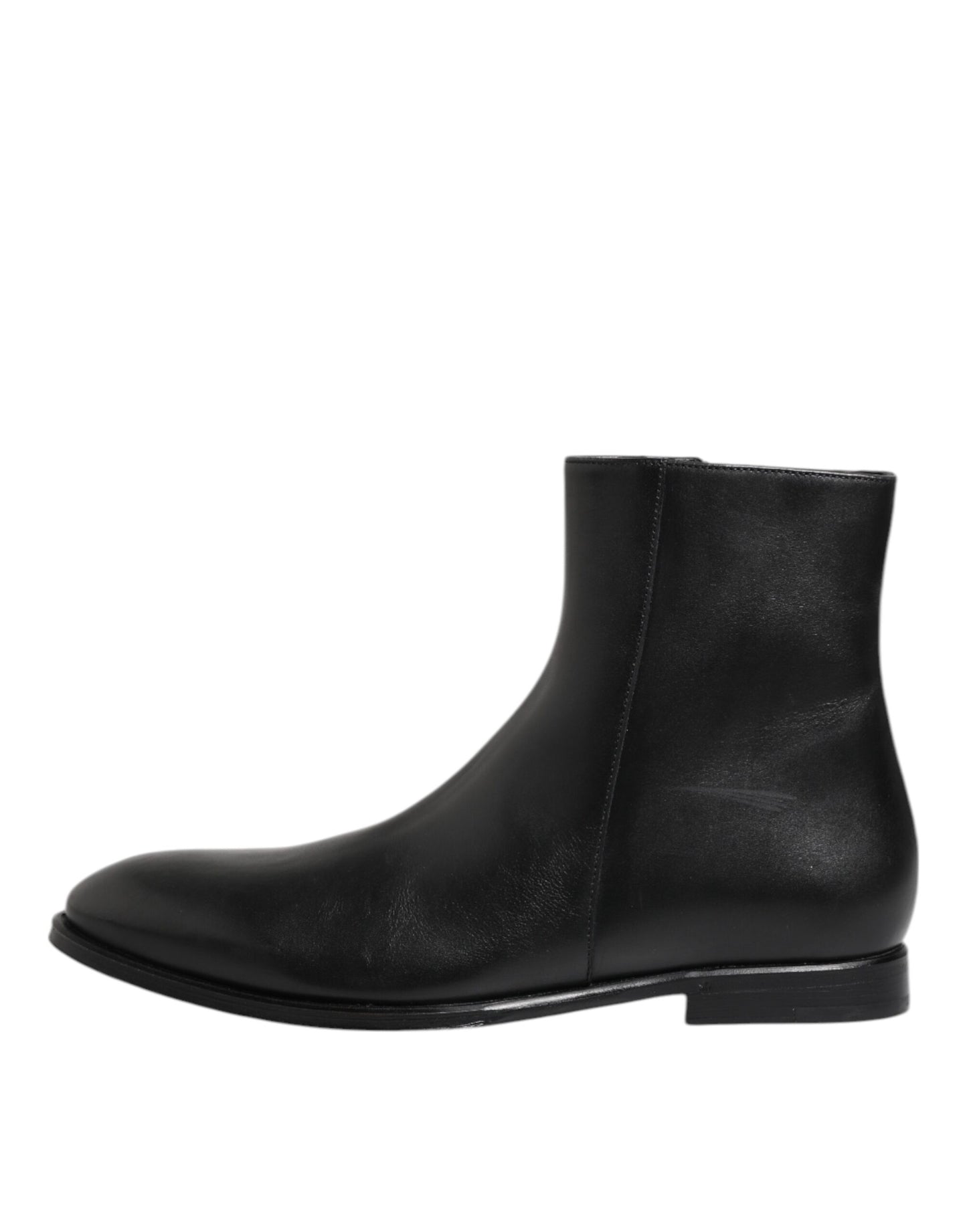 Dolce & Gabbana Herren Stiefeletten aus schwarzem Leder mit mittlerer Wade
