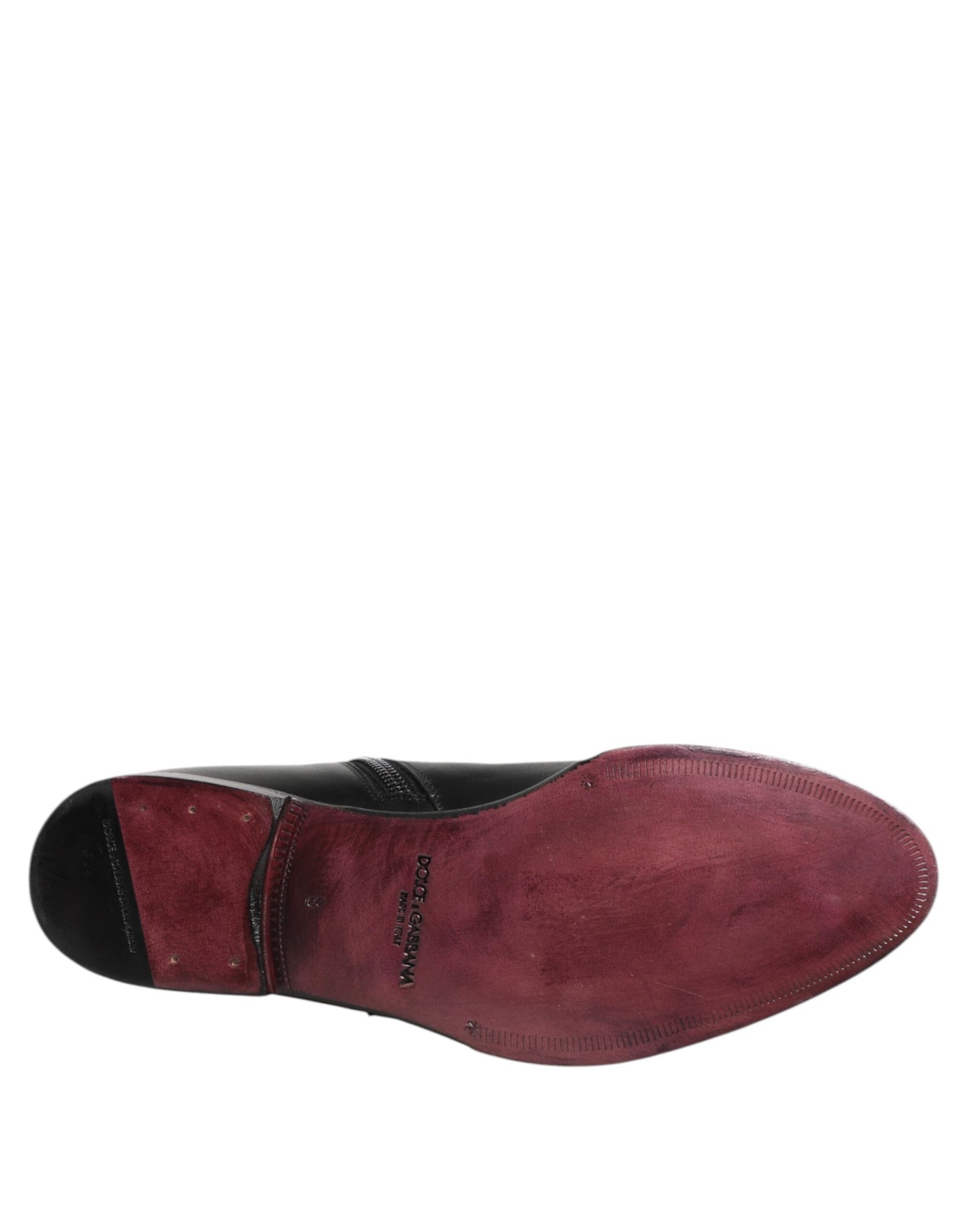 Dolce & Gabbana Herren Stiefeletten aus schwarzem Leder mit mittlerer Wade