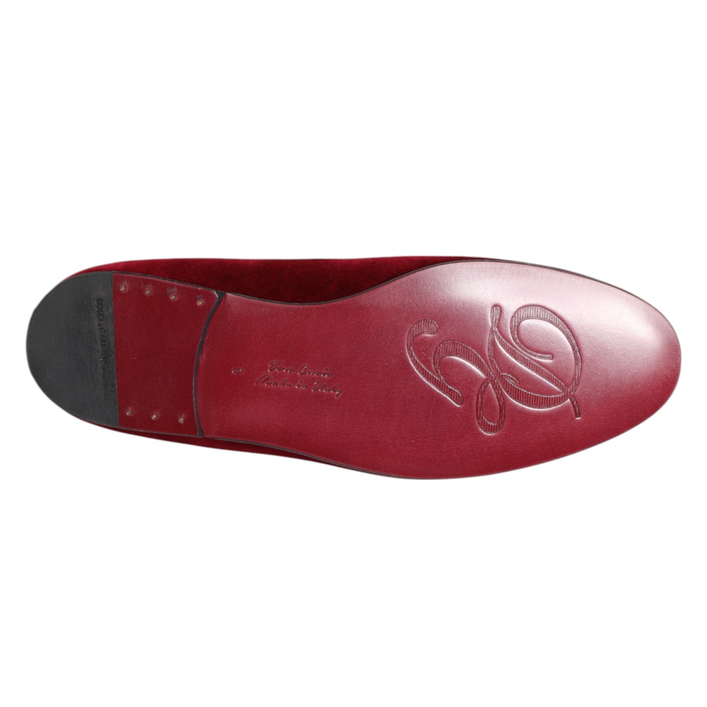 Dolce & Gabbana Roter Samt Gold Crown Herren Loafer Schuhe